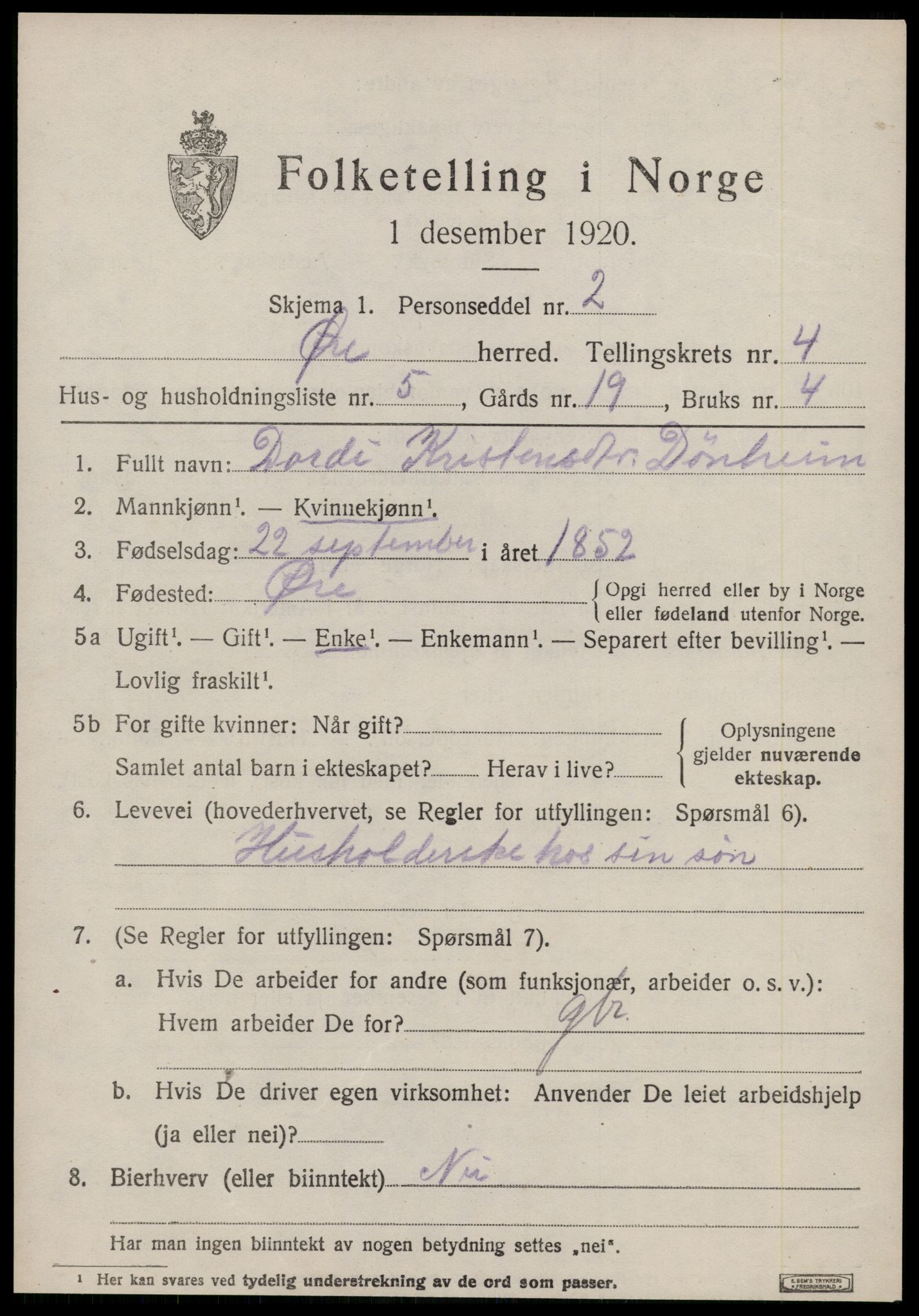 SAT, 1920 census for Øre, 1920, p. 2097