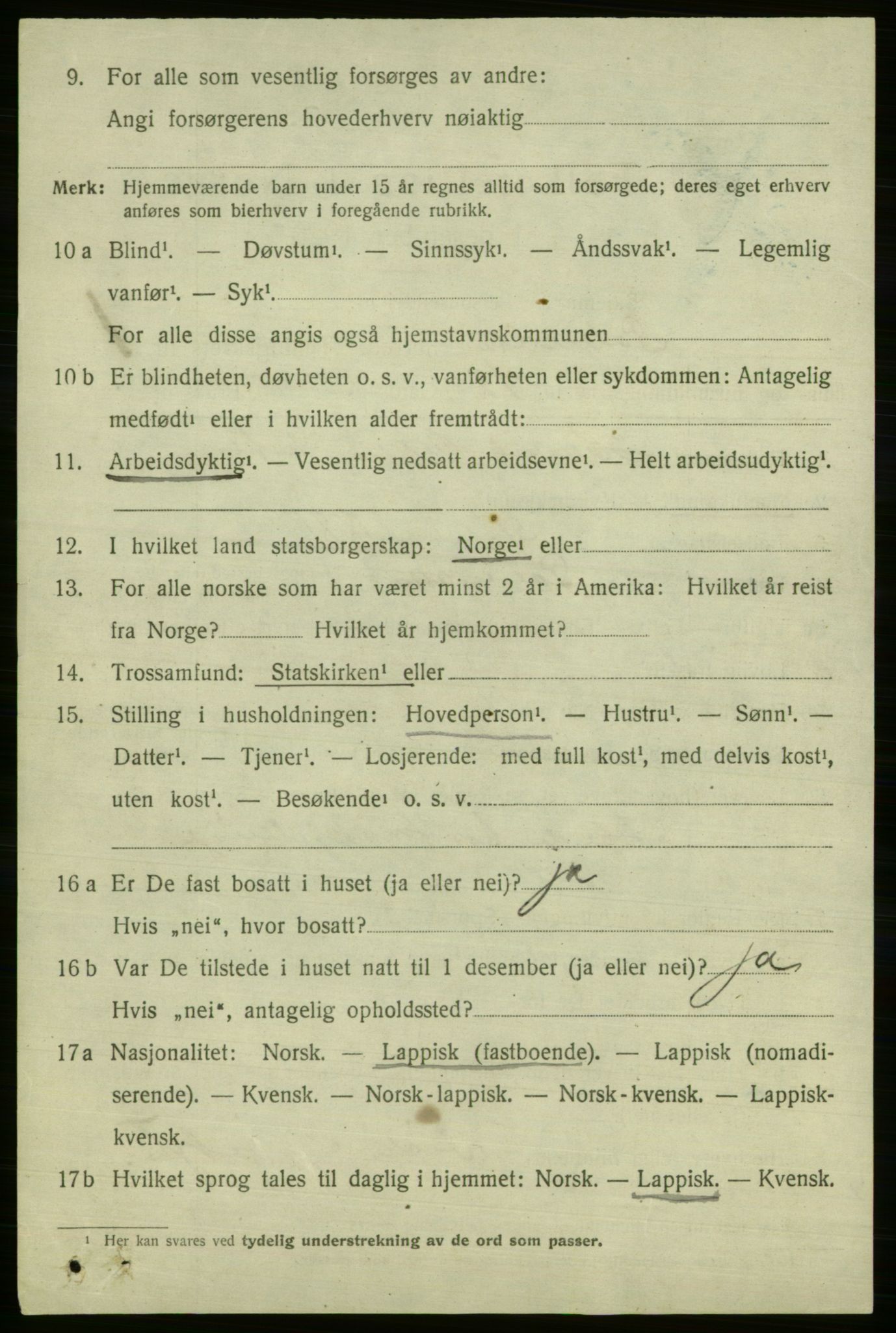 SATØ, 1920 census for Polmak, 1920, p. 714