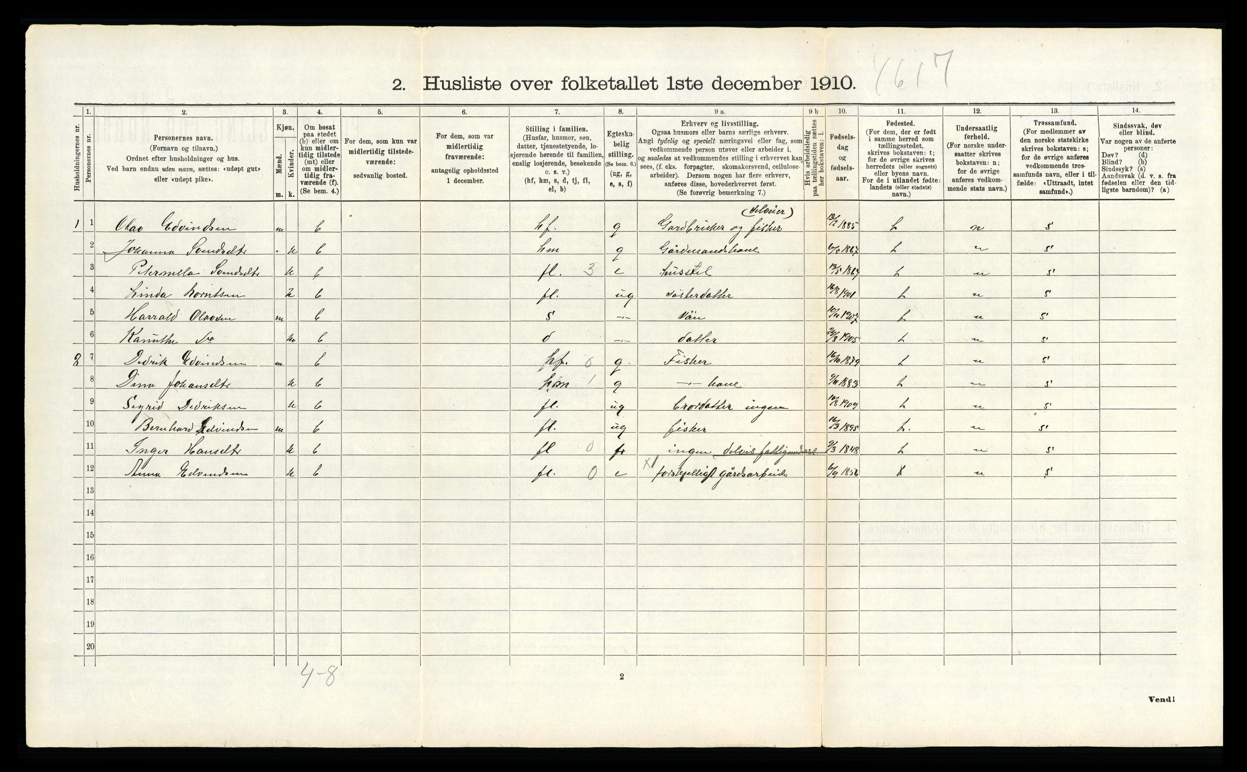 RA, 1910 census for Vega, 1910, p. 425