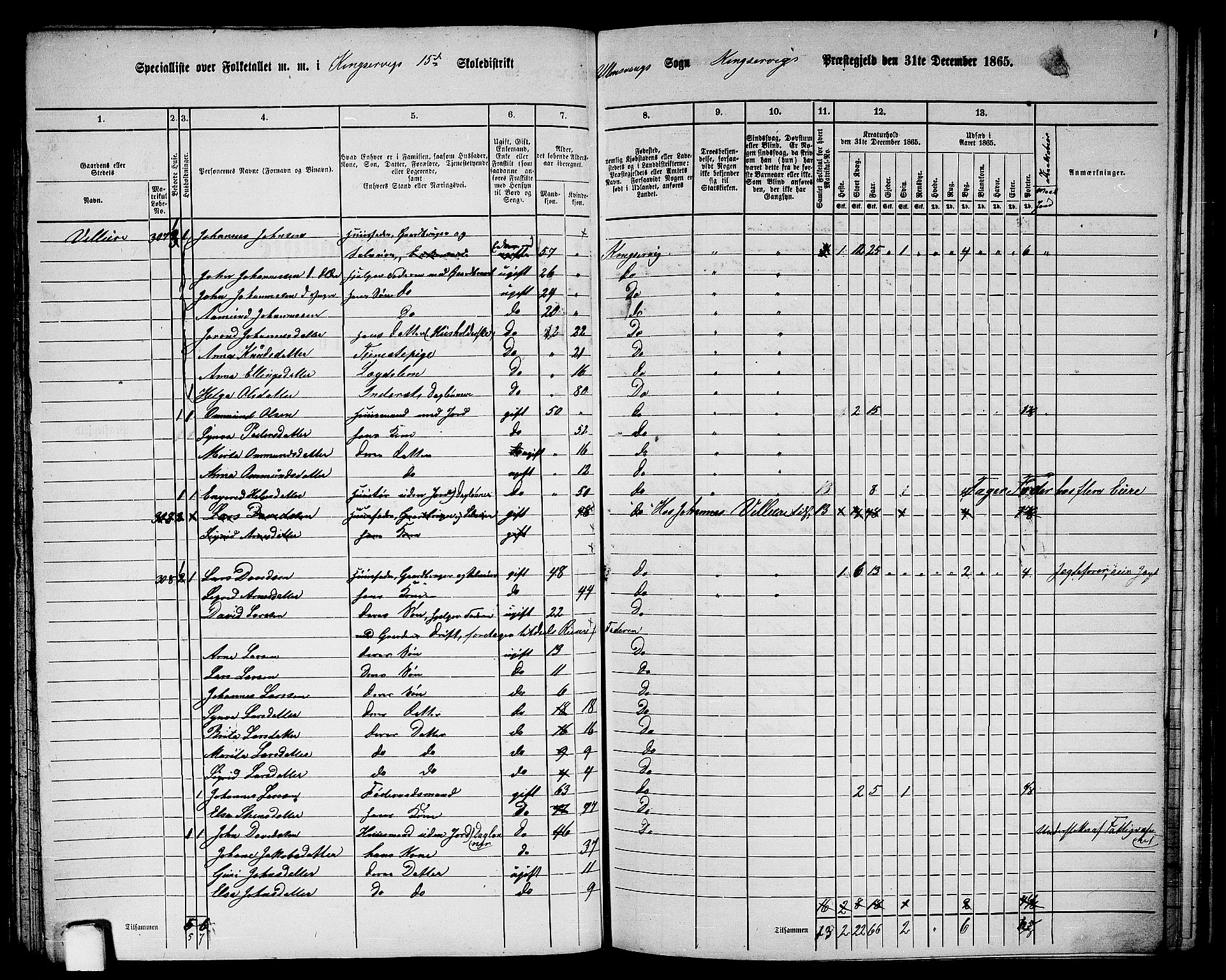 RA, 1865 census for Kinsarvik, 1865, p. 128