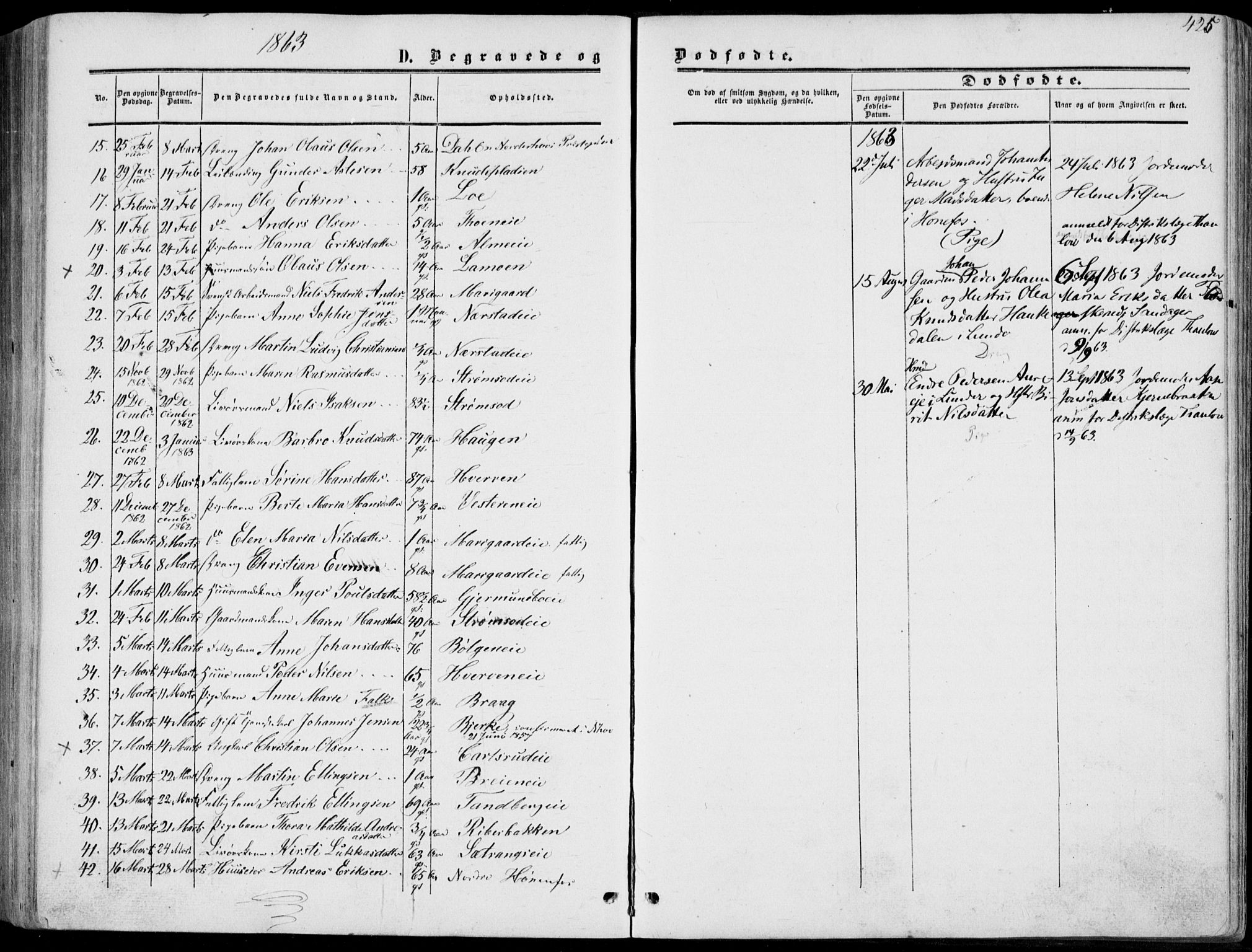 Norderhov kirkebøker, AV/SAKO-A-237/F/Fa/L0012: Parish register (official) no. 12, 1856-1865, p. 425