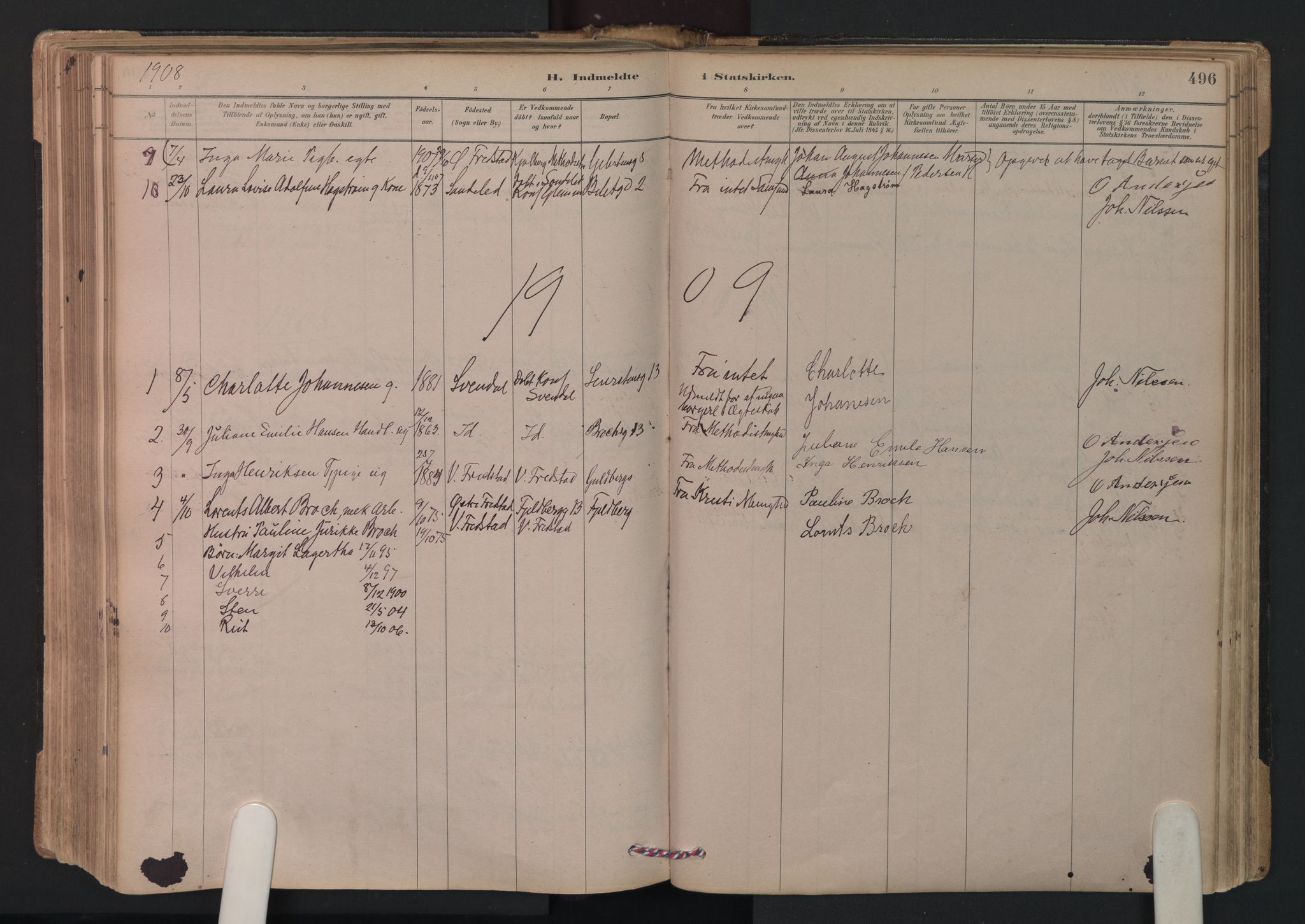 Fredrikstad domkirkes prestekontor Kirkebøker, AV/SAO-A-10906/F/Fa/L0005: Parish register (official) no. 5, 1878-1971, p. 496