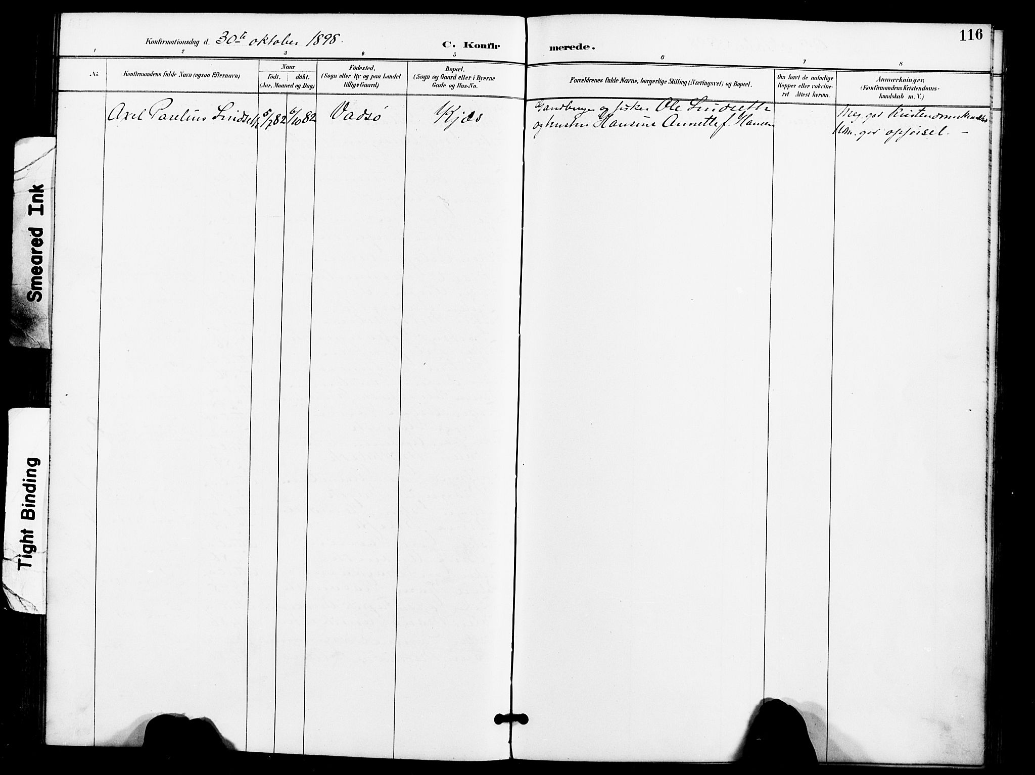 Kistrand/Porsanger sokneprestembete, AV/SATØ-S-1351/H/Ha/L0008.kirke: Parish register (official) no. 8, 1890-1898, p. 116