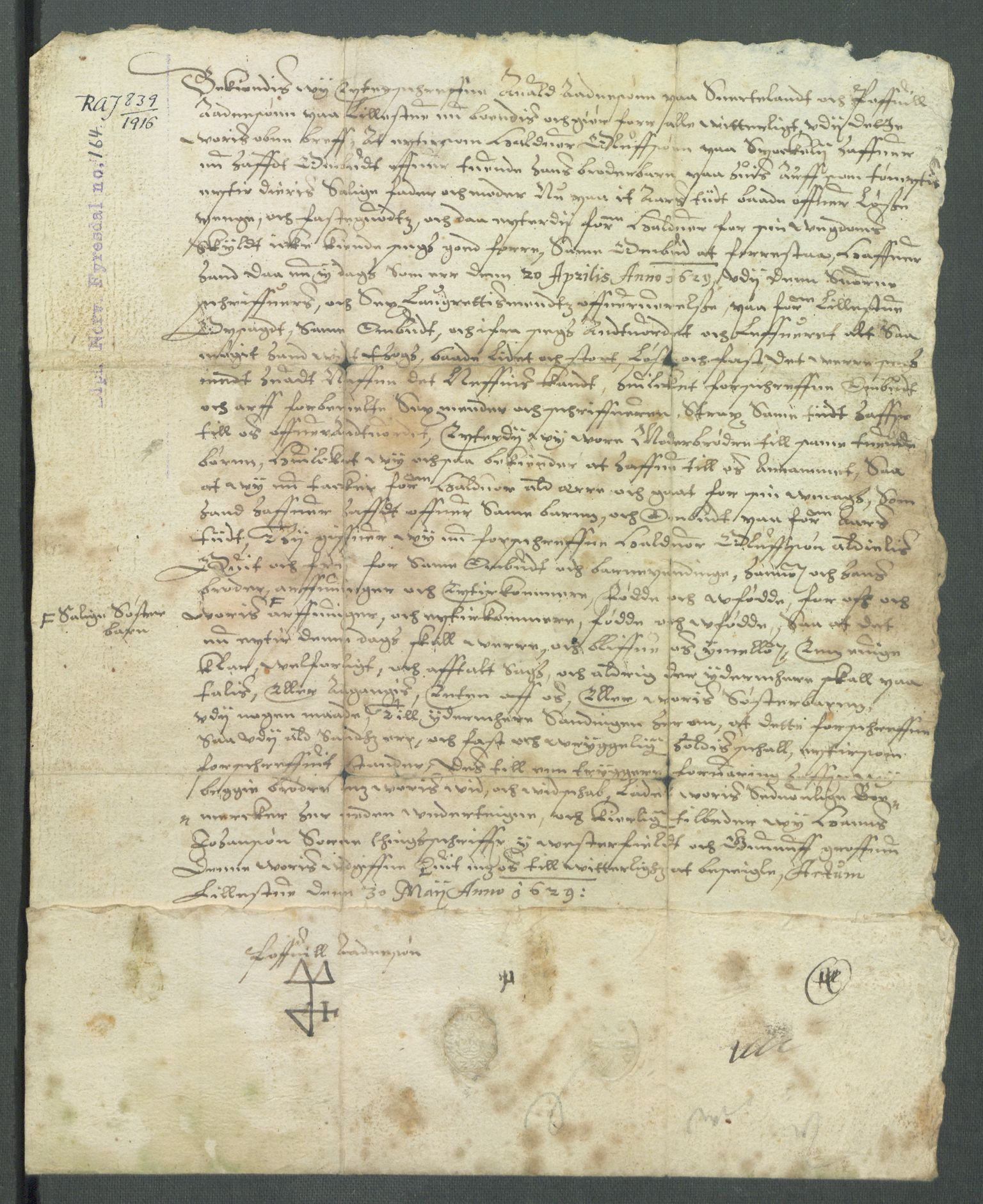 Riksarkivets diplomsamling, AV/RA-EA-5965/F02/L0138: Dokumenter, 1629, p. 45