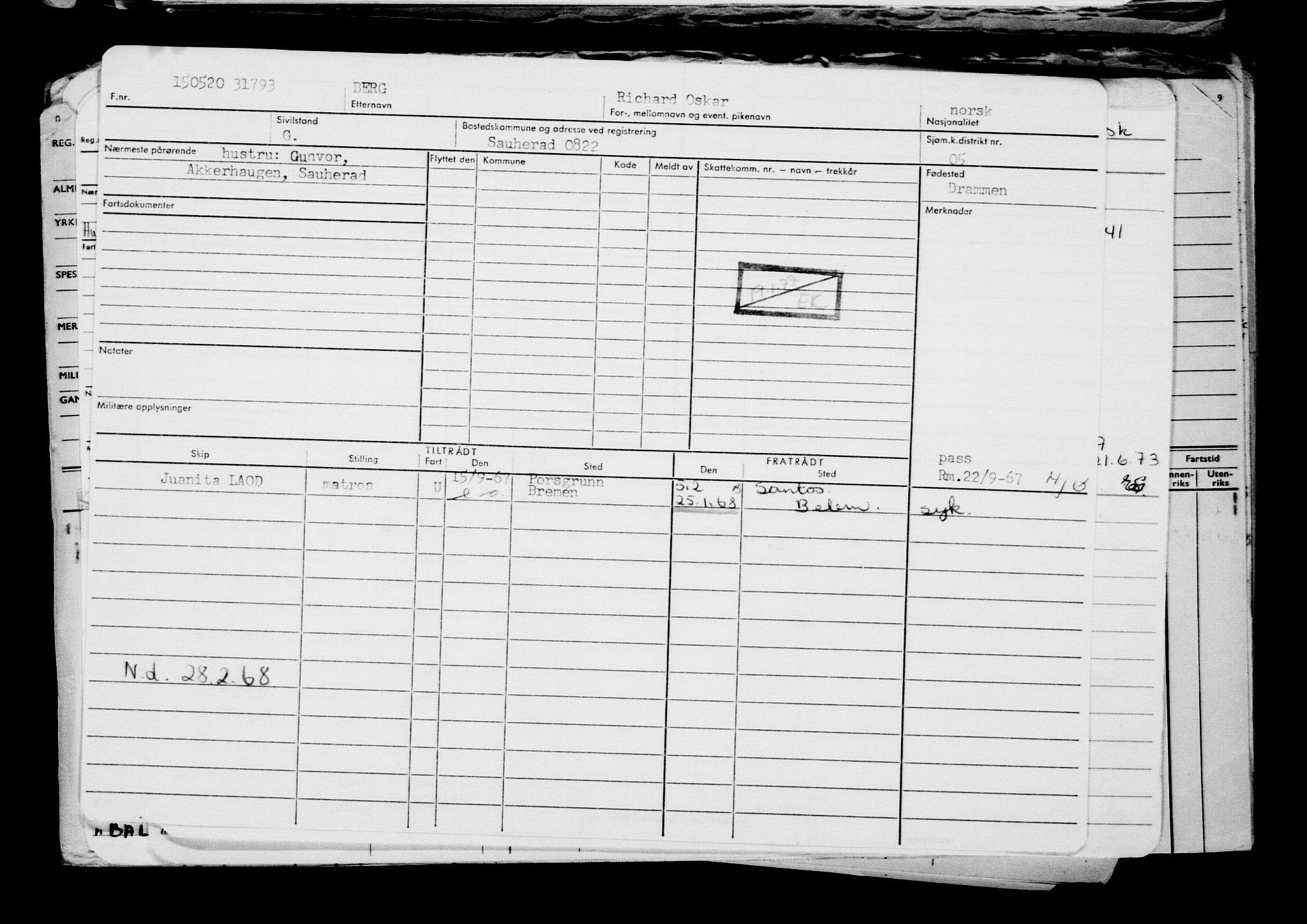 Direktoratet for sjømenn, AV/RA-S-3545/G/Gb/L0181: Hovedkort, 1920, p. 1