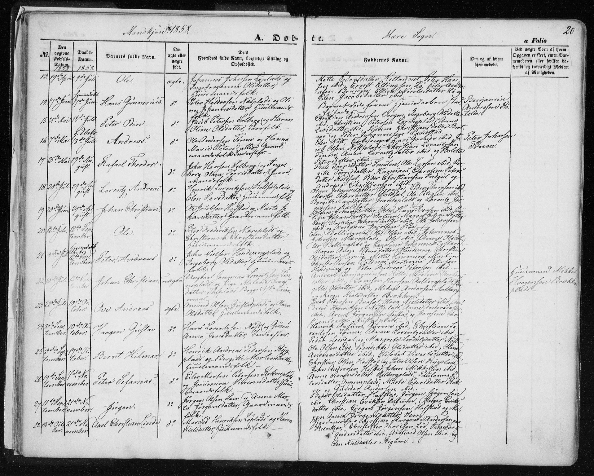 Ministerialprotokoller, klokkerbøker og fødselsregistre - Nord-Trøndelag, AV/SAT-A-1458/735/L0342: Parish register (official) no. 735A07 /1, 1849-1862, p. 20