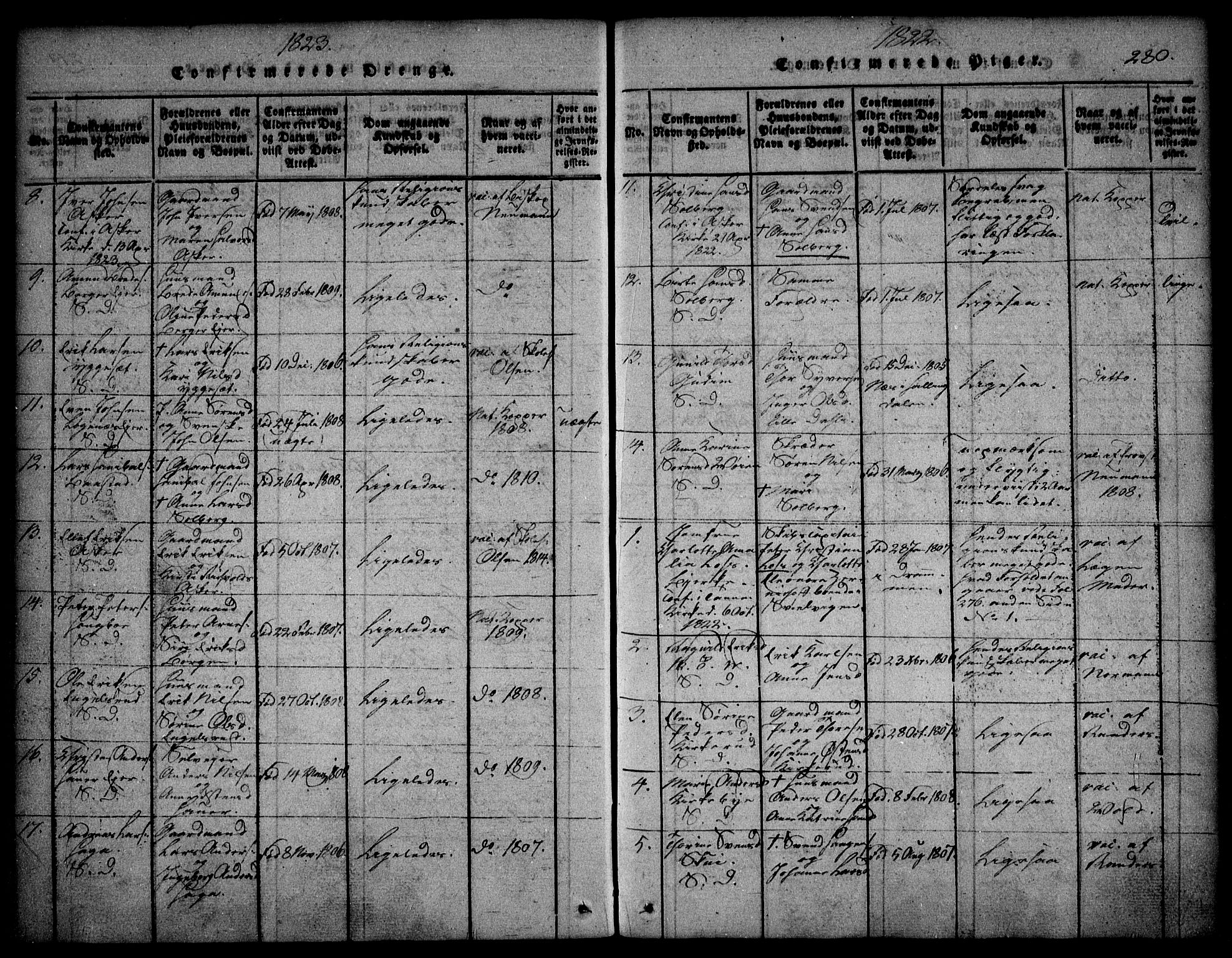 Asker prestekontor Kirkebøker, SAO/A-10256a/F/Fa/L0006: Parish register (official) no. I 6, 1814-1824, p. 280