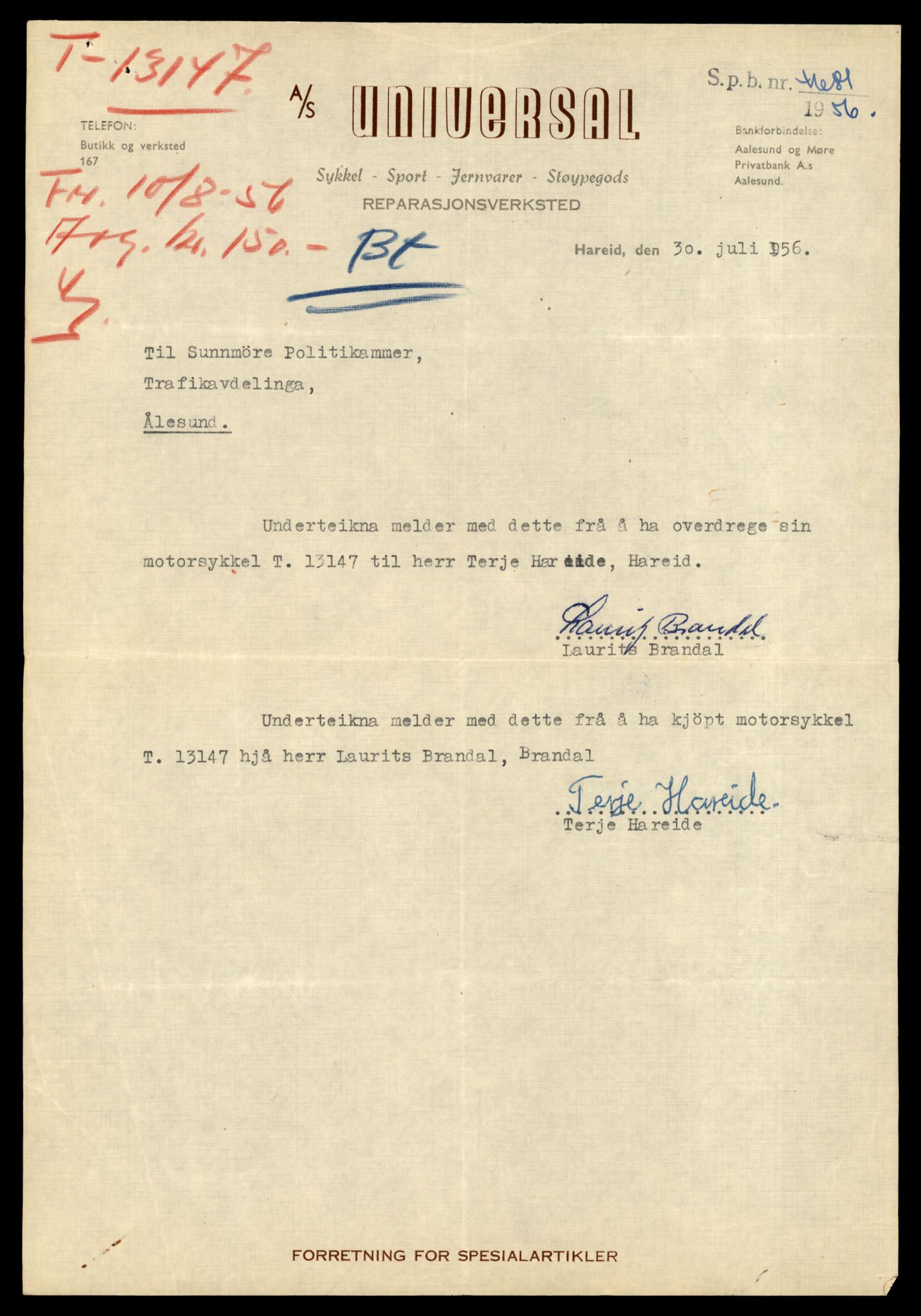 Møre og Romsdal vegkontor - Ålesund trafikkstasjon, AV/SAT-A-4099/F/Fe/L0037: Registreringskort for kjøretøy T 13031 - T 13179, 1927-1998, p. 2303