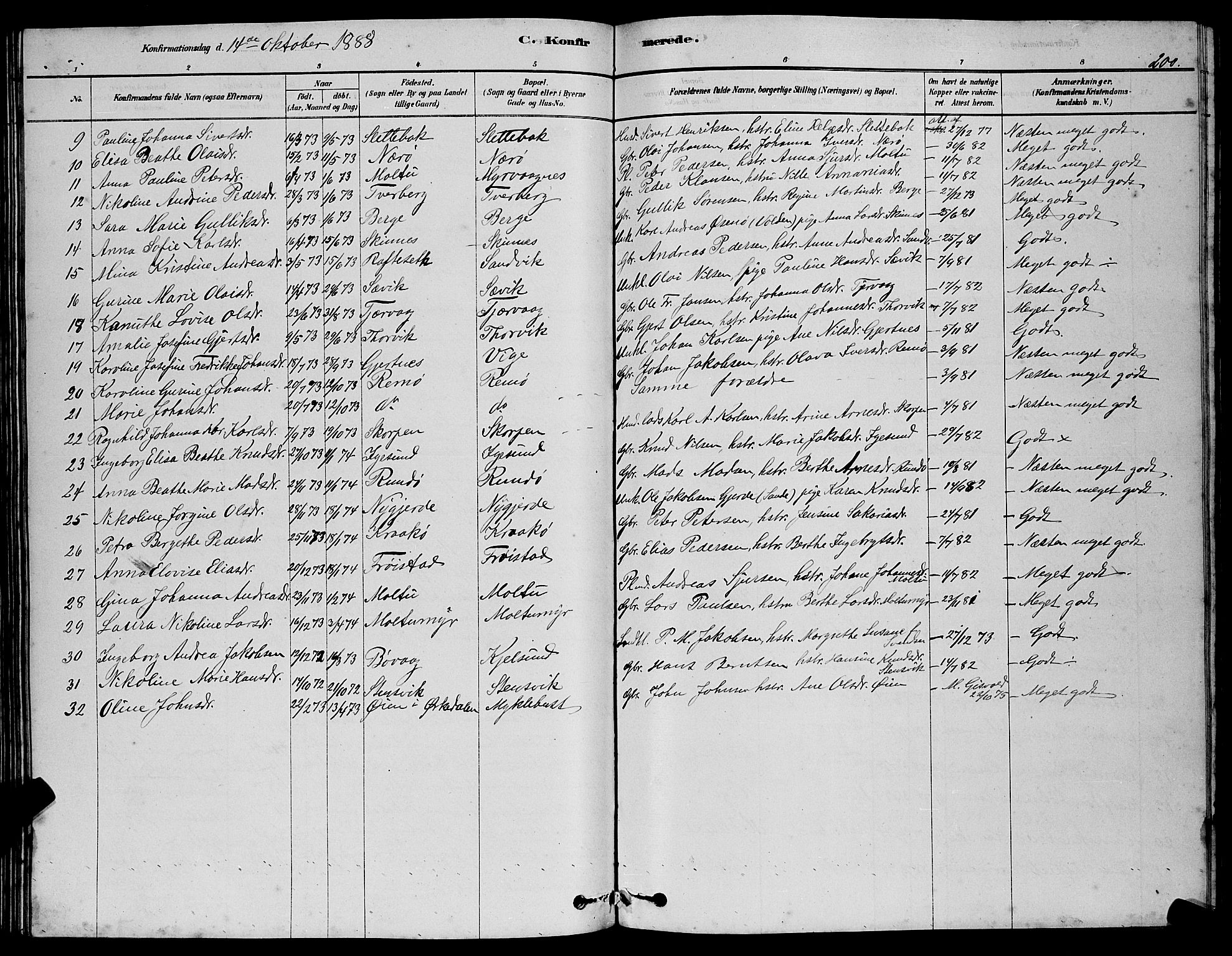 Ministerialprotokoller, klokkerbøker og fødselsregistre - Møre og Romsdal, SAT/A-1454/507/L0081: Parish register (copy) no. 507C04, 1878-1898, p. 200