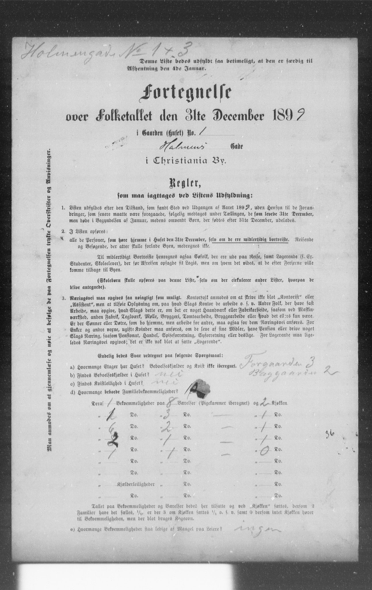 OBA, Municipal Census 1899 for Kristiania, 1899, p. 5336