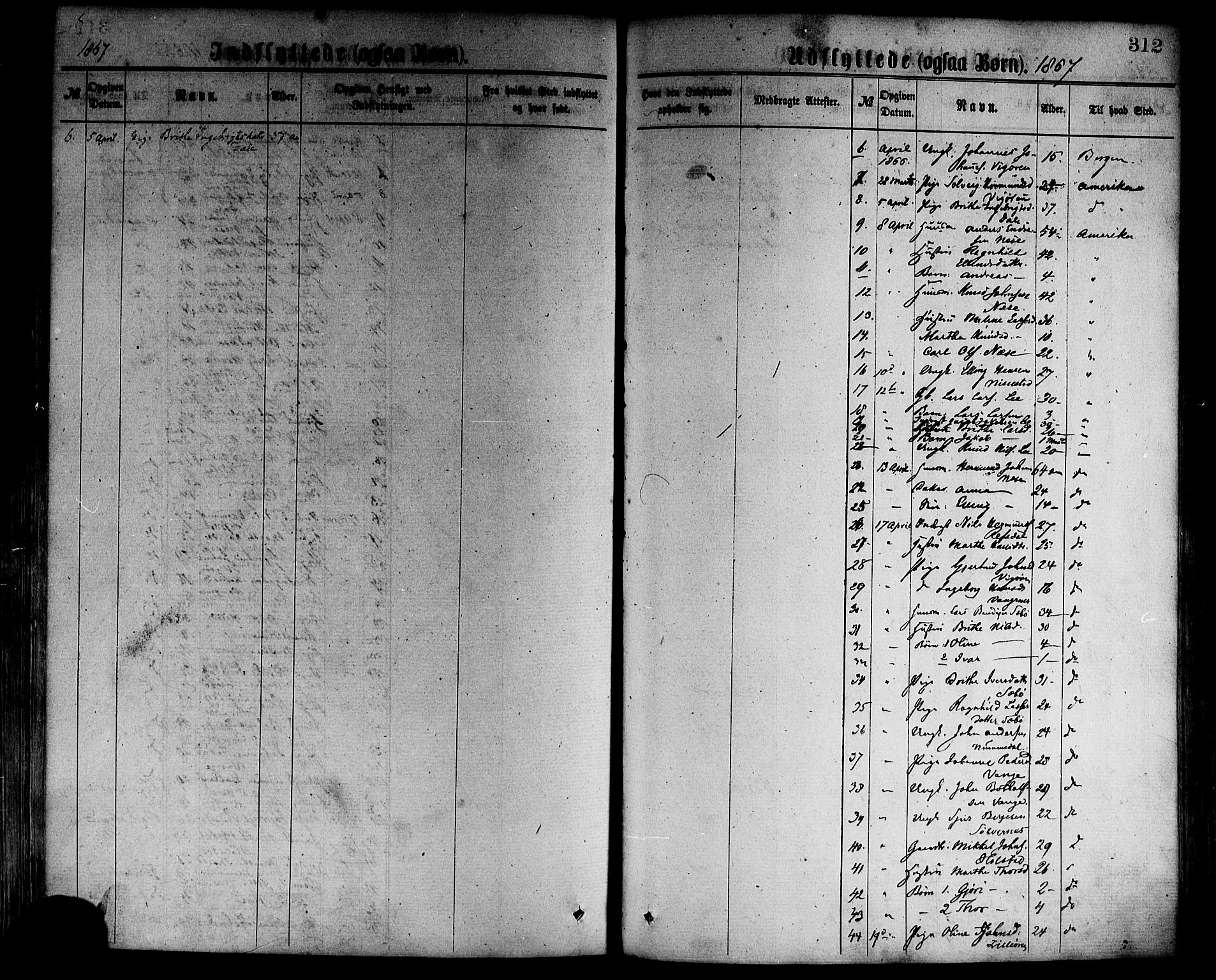 Vik sokneprestembete, AV/SAB-A-81501/H/Haa/Haaa/L0009: Parish register (official) no. A 9, 1866-1877, p. 312