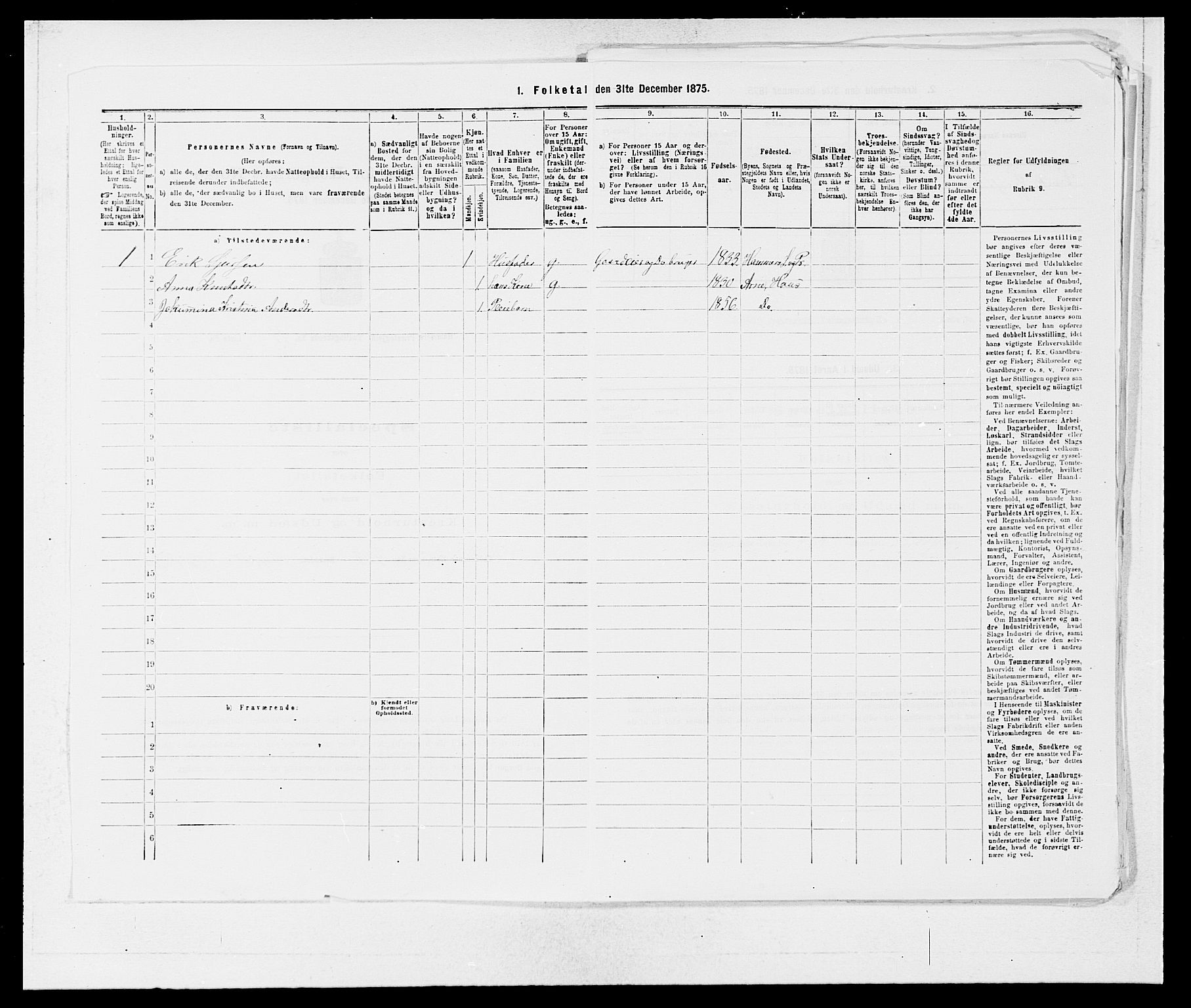 SAB, 1875 census for 1254P Hamre, 1875, p. 1445