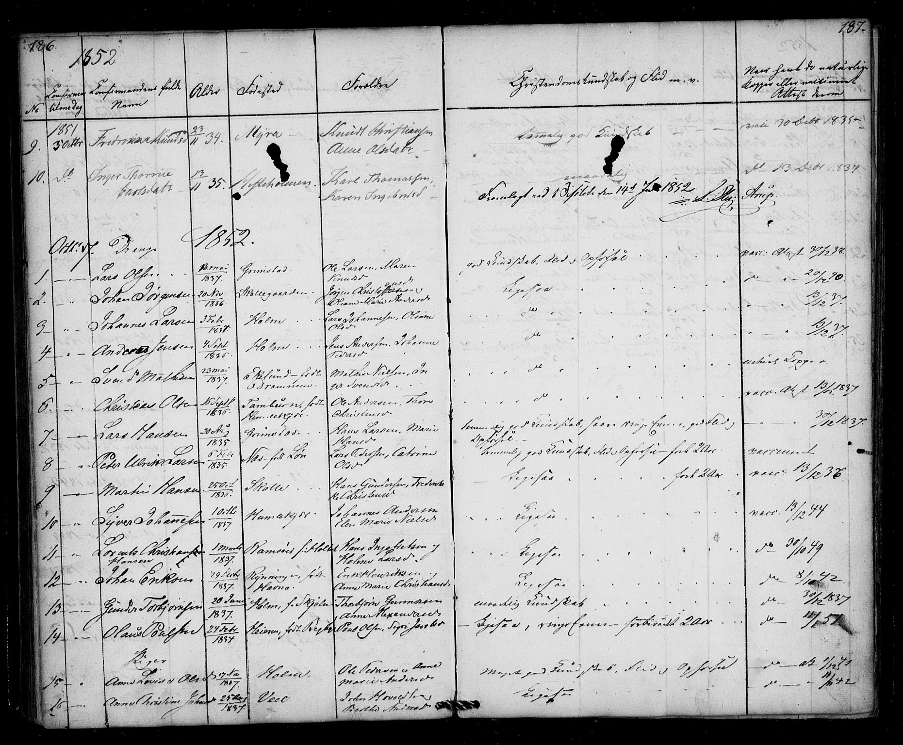 Borge prestekontor Kirkebøker, AV/SAO-A-10903/F/Fb/L0001: Parish register (official) no. II 1, 1836-1852, p. 186-187