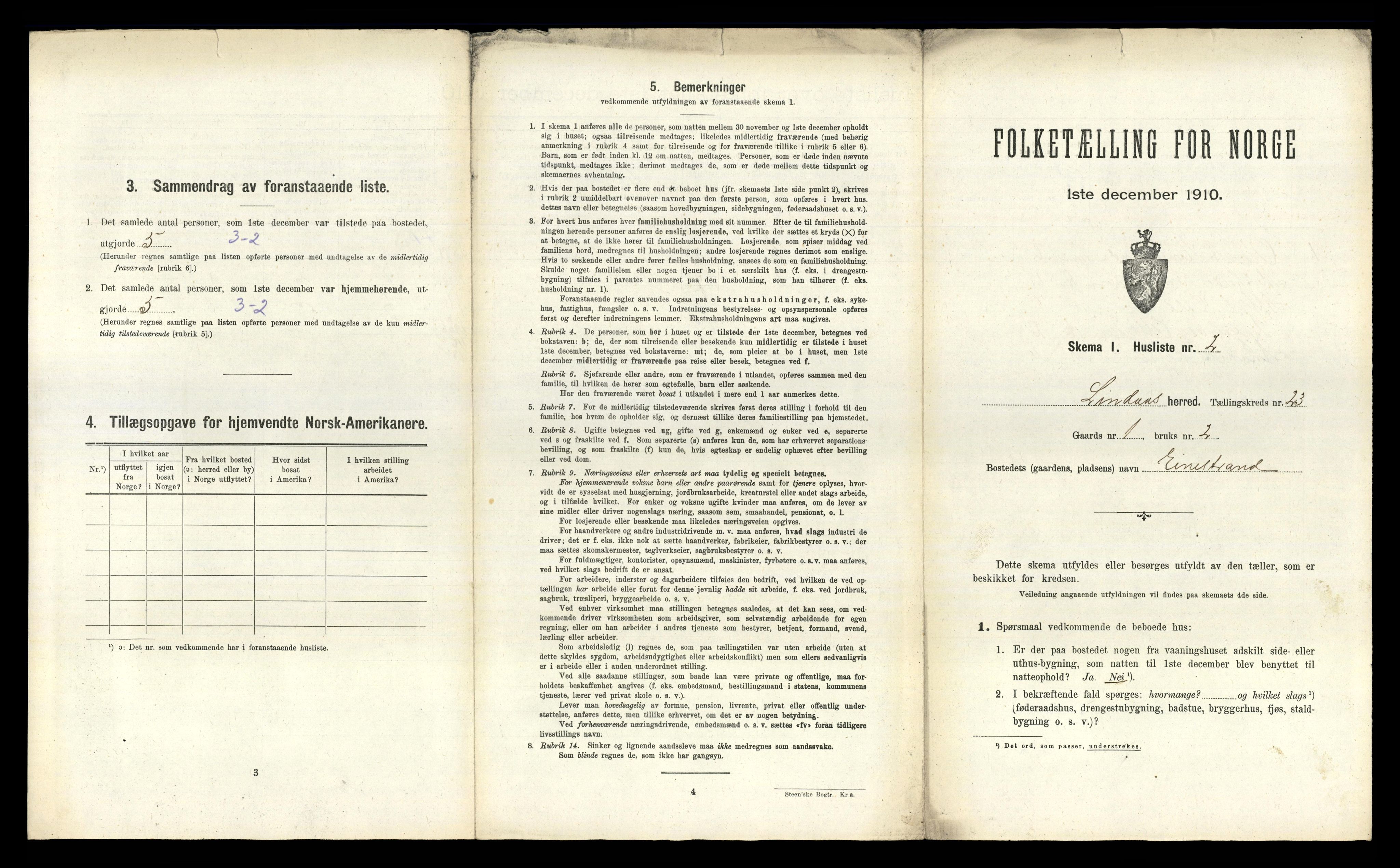 RA, 1910 census for Lindås, 1910, p. 1440