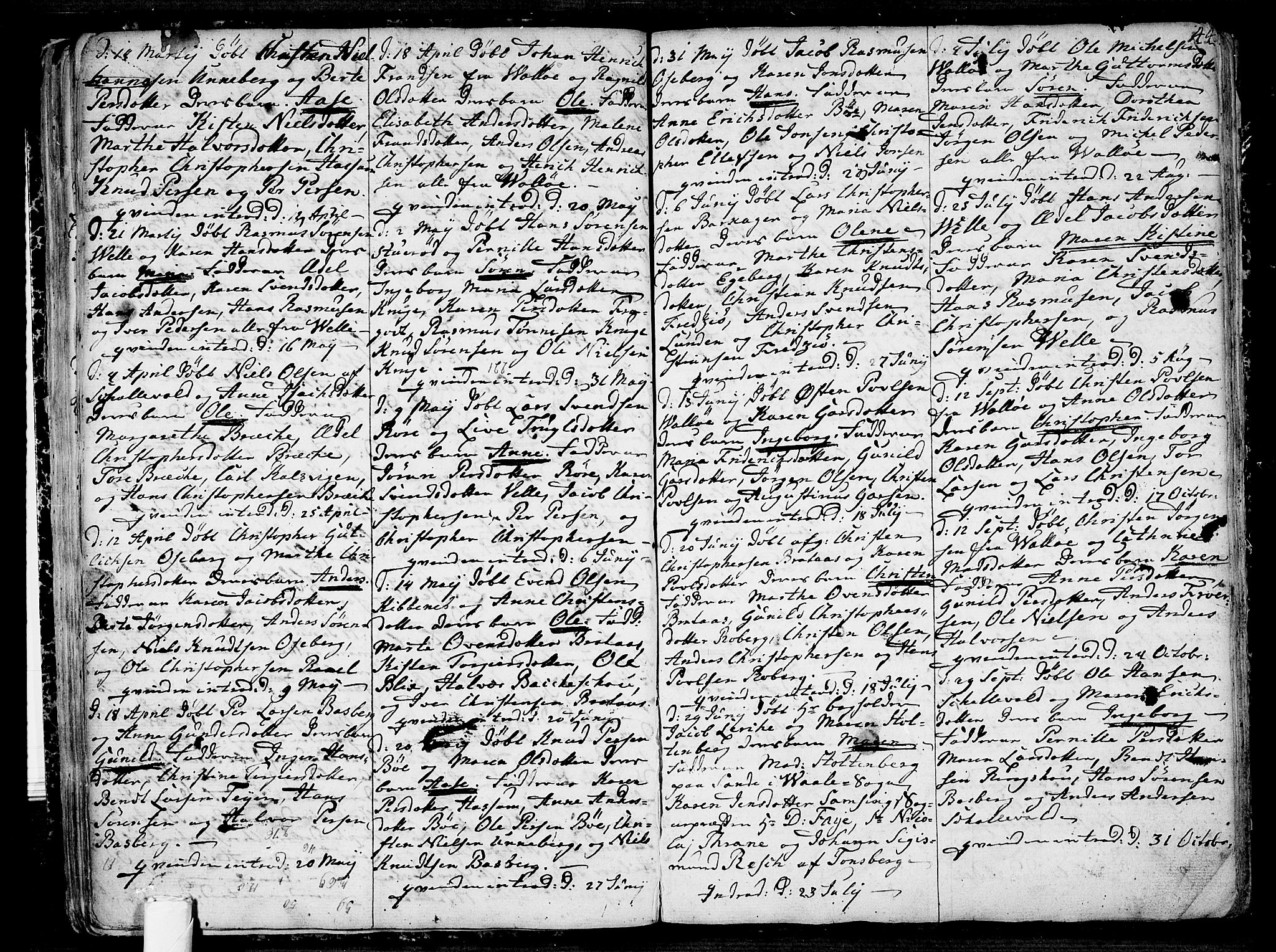 Sem kirkebøker, SAKO/A-5/F/Fb/L0002: Parish register (official) no. II 2, 1764-1792, p. 44