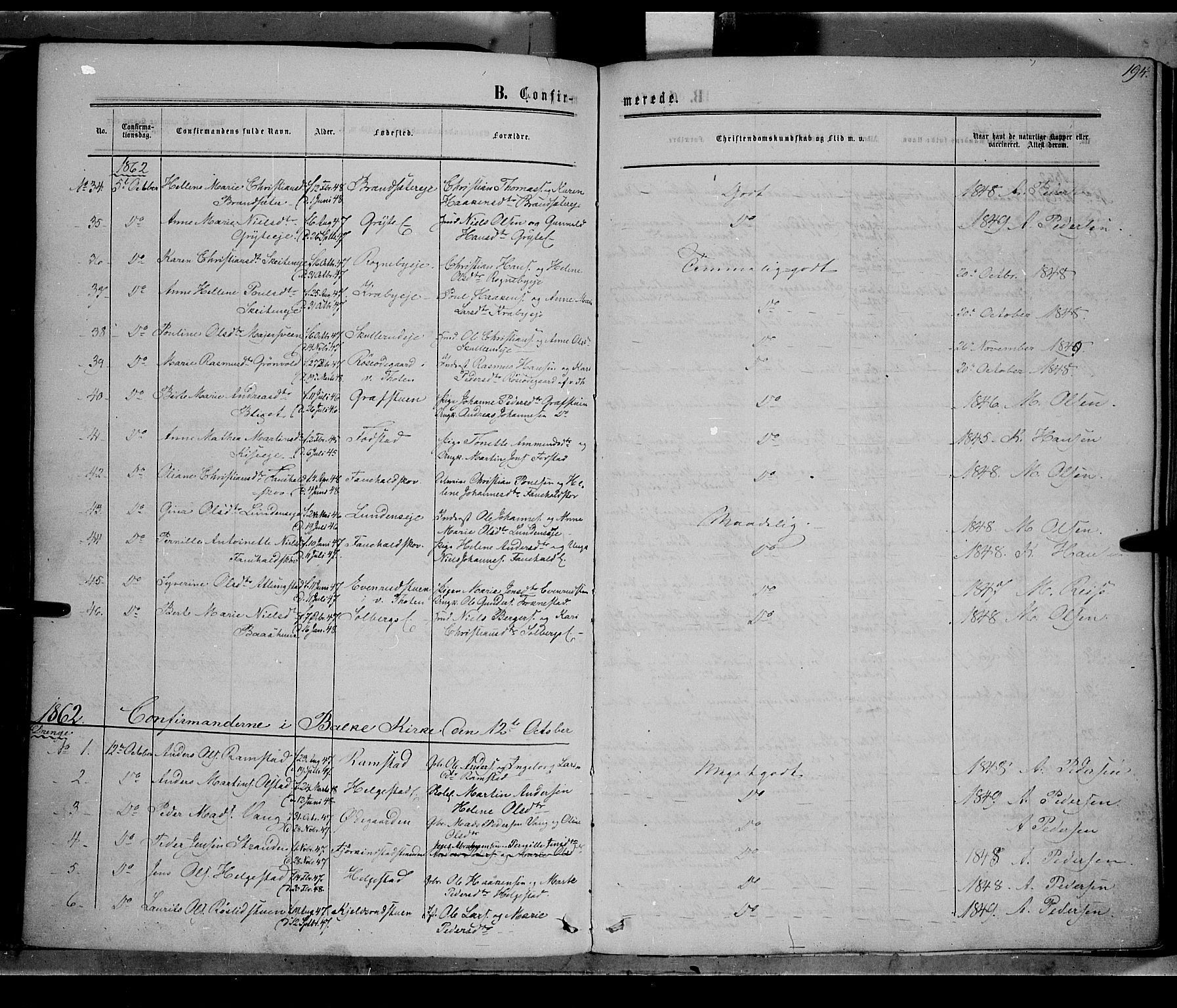 Østre Toten prestekontor, AV/SAH-PREST-104/H/Ha/Haa/L0004: Parish register (official) no. 4, 1857-1865, p. 194