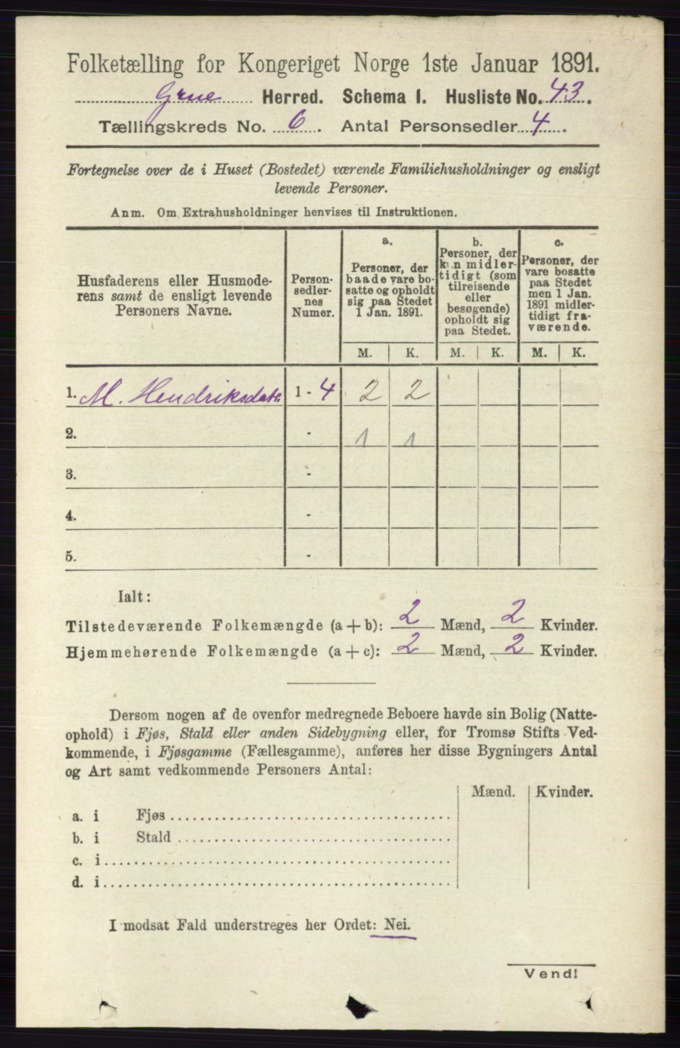 RA, 1891 census for 0423 Grue, 1891, p. 3230