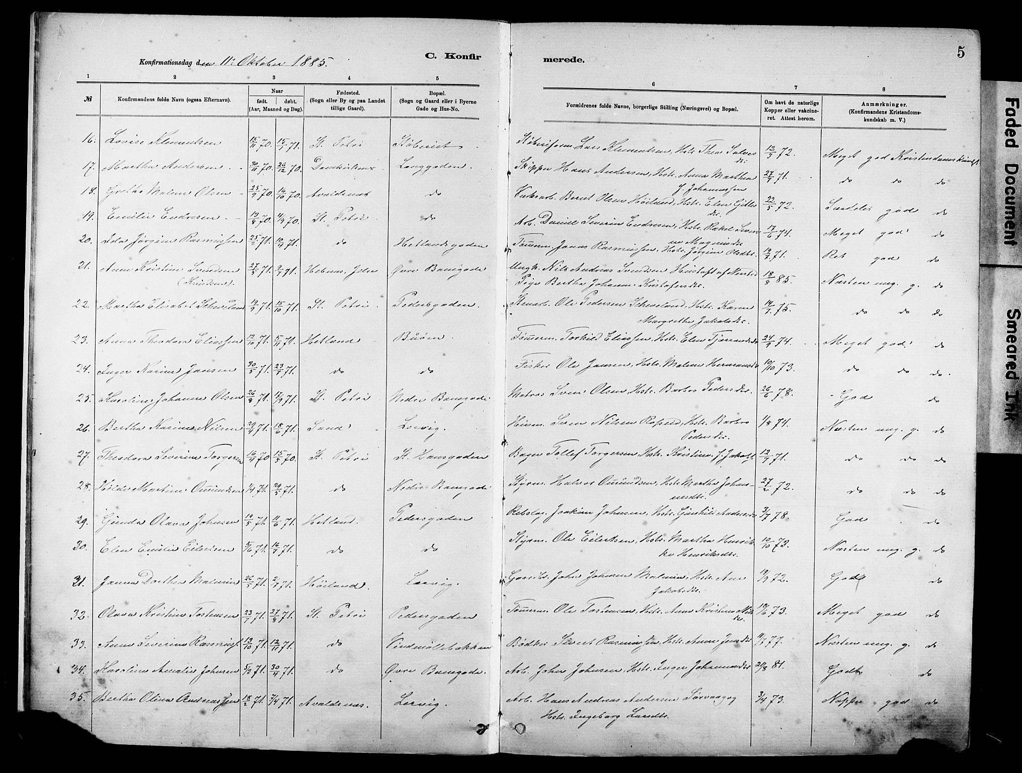 St. Johannes sokneprestkontor, SAST/A-101814/001/30/30BA/L0002: Parish register (official) no. A 2, 1885-1899, p. 5