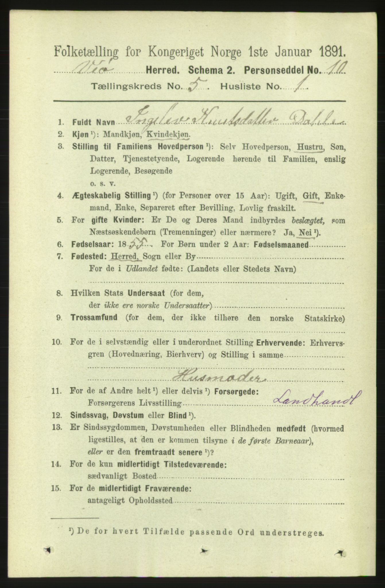 RA, 1891 census for 1541 Veøy, 1891, p. 2492