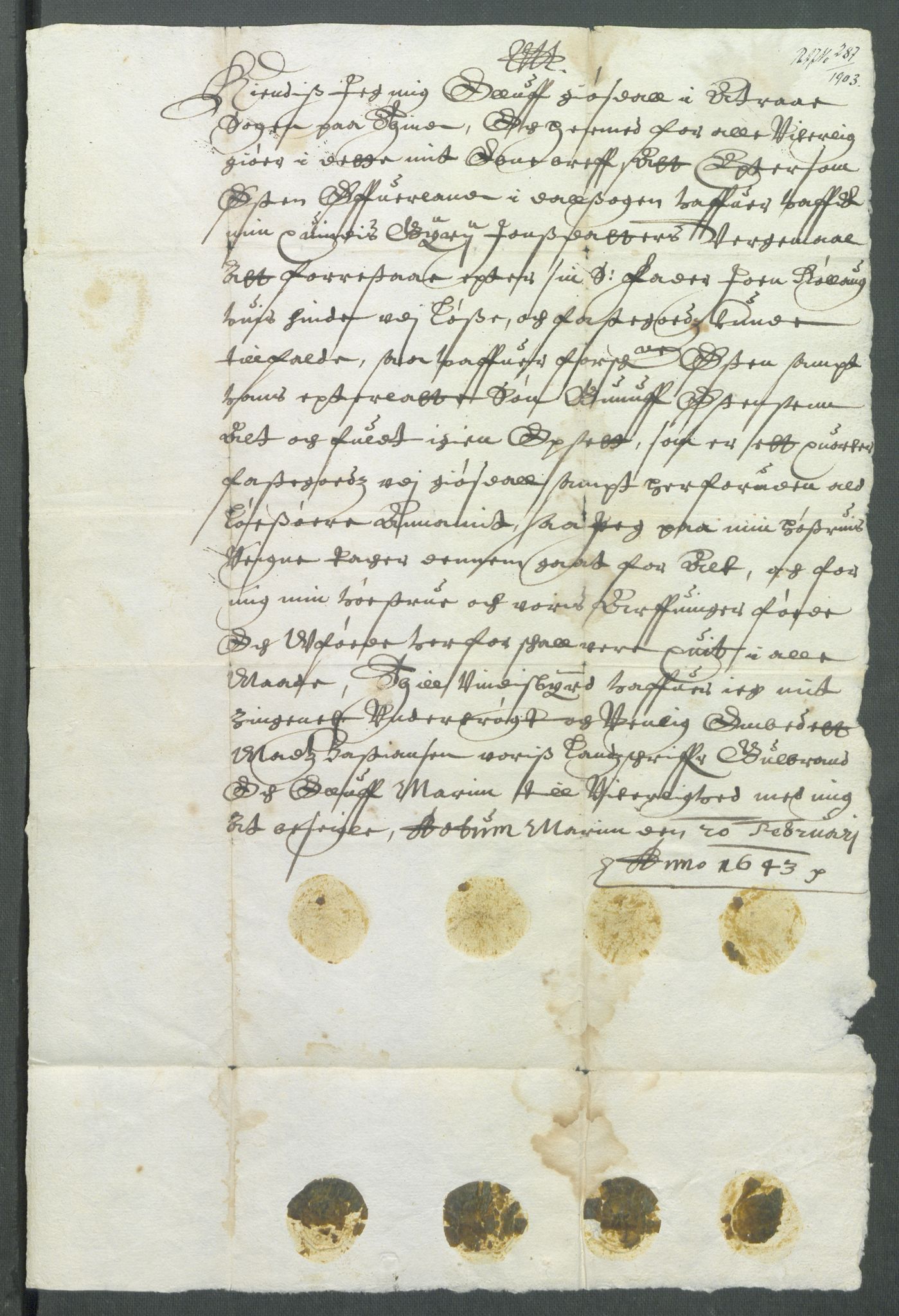 Riksarkivets diplomsamling, AV/RA-EA-5965/F02/L0157: Dokumenter, 1643, p. 31