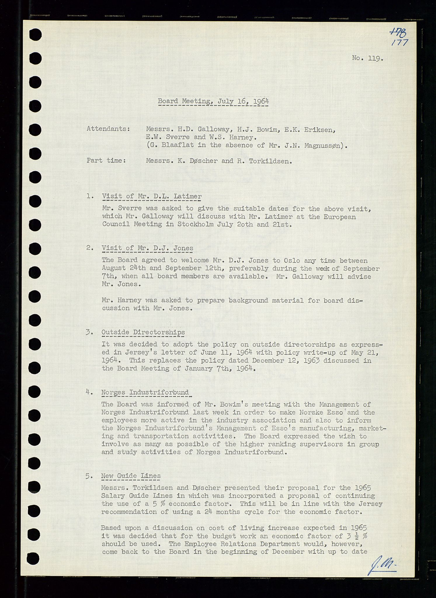 Pa 0982 - Esso Norge A/S, AV/SAST-A-100448/A/Aa/L0001/0004: Den administrerende direksjon Board minutes (styrereferater) / Den administrerende direksjon Board minutes (styrereferater), 1963-1964, p. 84