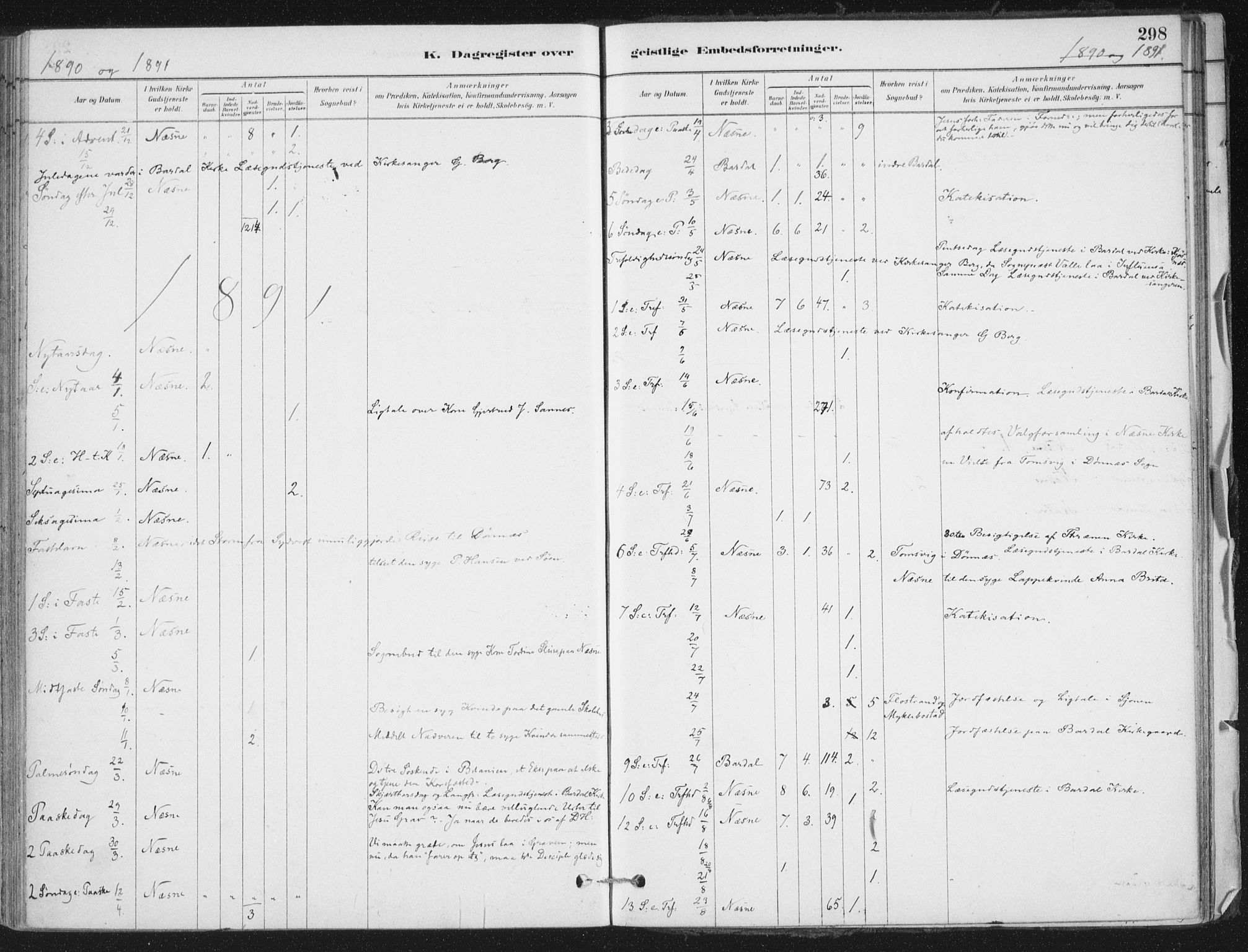 Ministerialprotokoller, klokkerbøker og fødselsregistre - Nordland, SAT/A-1459/838/L0553: Parish register (official) no. 838A11, 1880-1910, p. 298