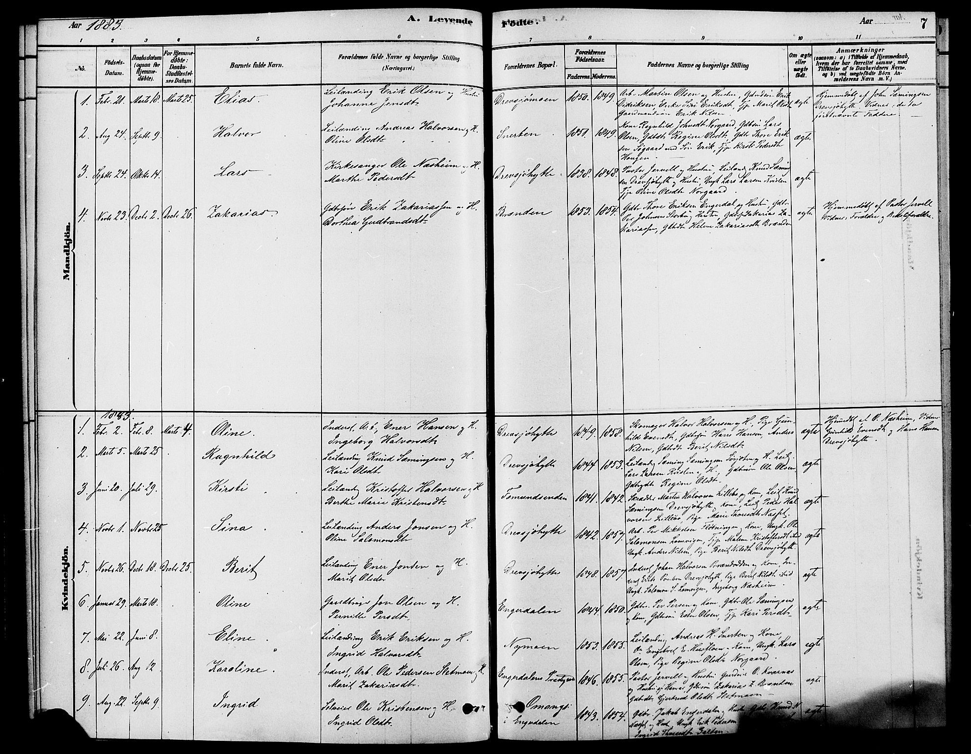 Rendalen prestekontor, SAH/PREST-054/H/Ha/Haa/L0007: Parish register (official) no. 7, 1878-1898, p. 7