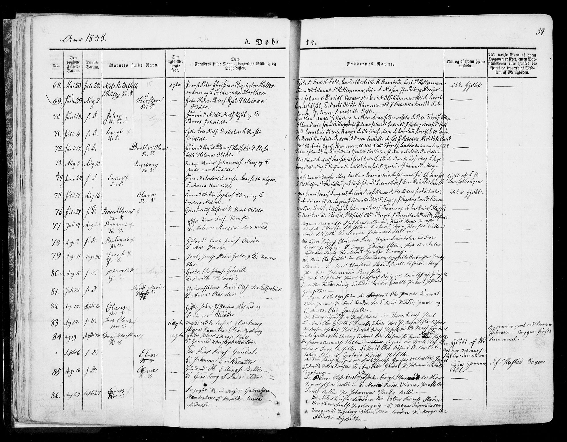 Ministerialprotokoller, klokkerbøker og fødselsregistre - Møre og Romsdal, SAT/A-1454/568/L0803: Parish register (official) no. 568A10, 1830-1853, p. 39