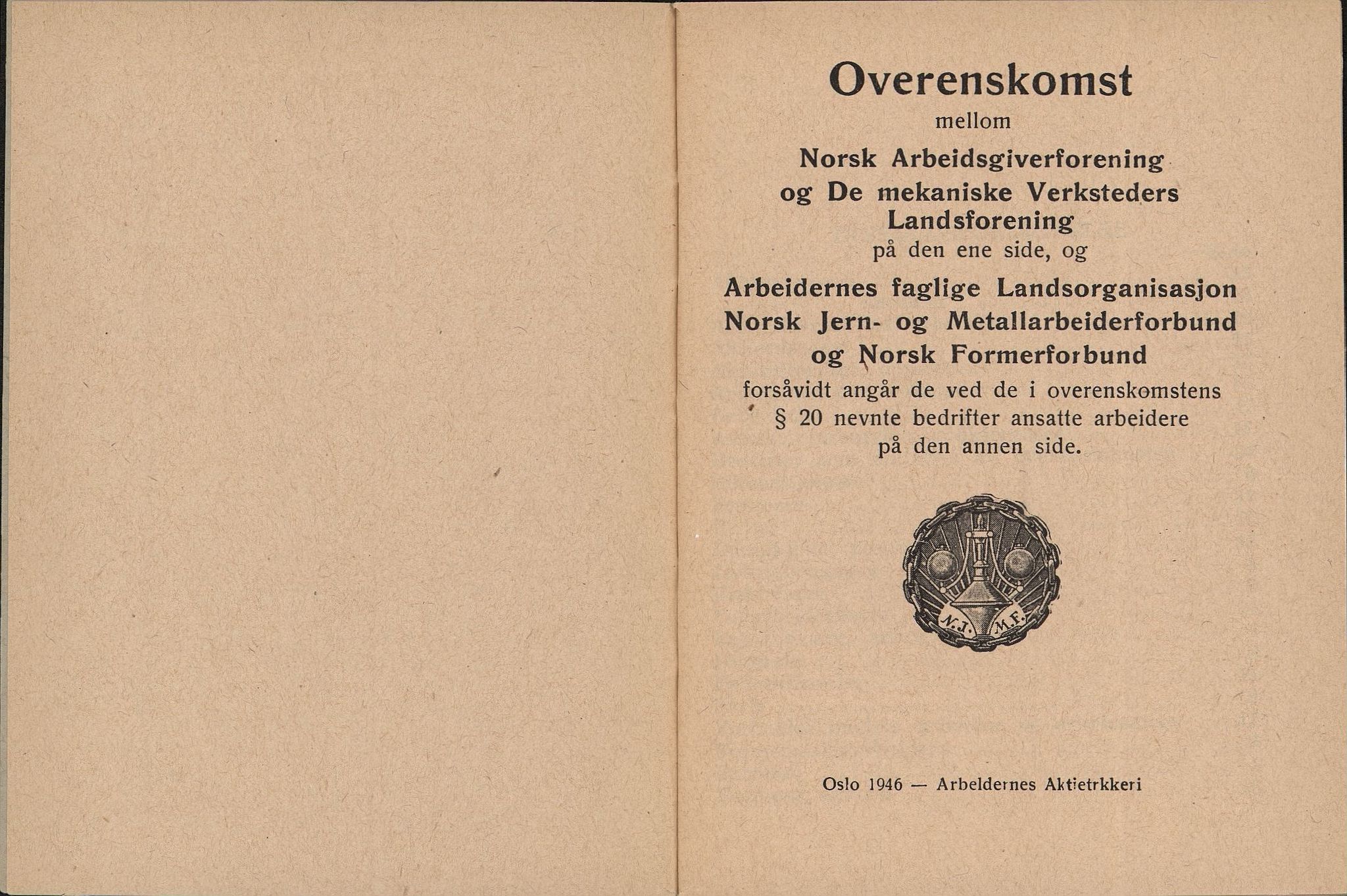 Norsk jern- og metallarbeiderforbund, AAB/ARK-1659/O/L0001/0019: Verkstedsoverenskomsten / Verkstedsoverenskomsten, 1946
