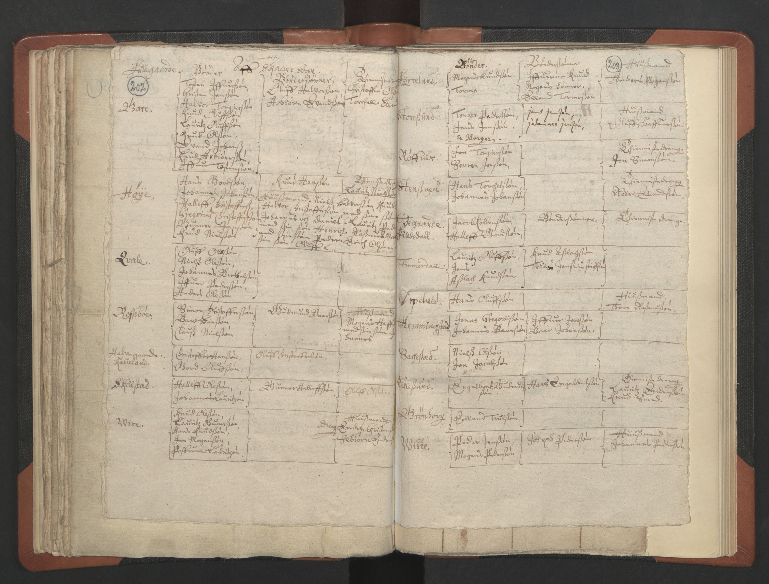 RA, Vicar's Census 1664-1666, no. 18: Stavanger deanery and Karmsund deanery, 1664-1666, p. 202-203