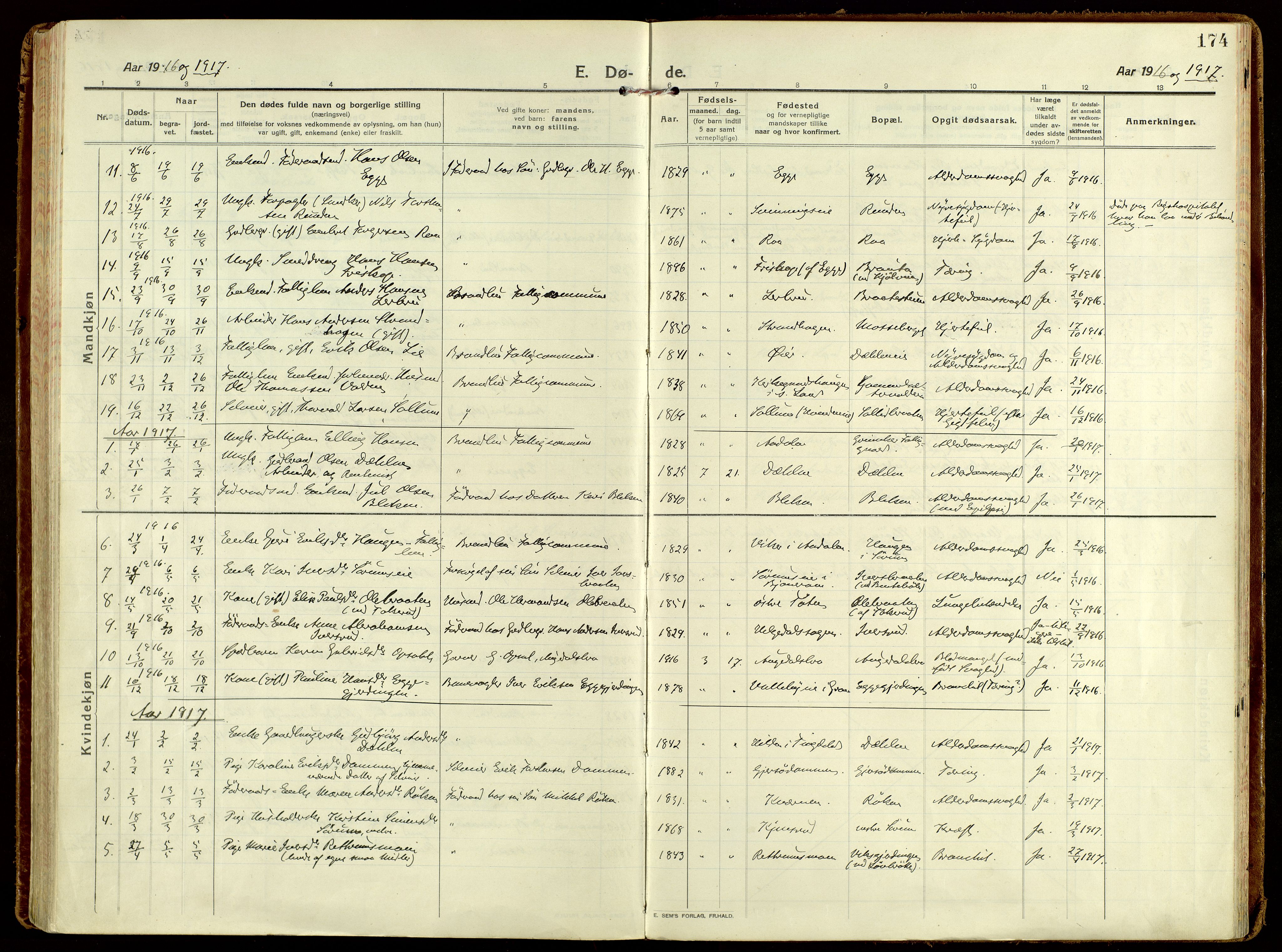 Brandbu prestekontor, AV/SAH-PREST-114/H/Ha/Haa/L0004: Parish register (official) no. 4, 1913-1923, p. 174