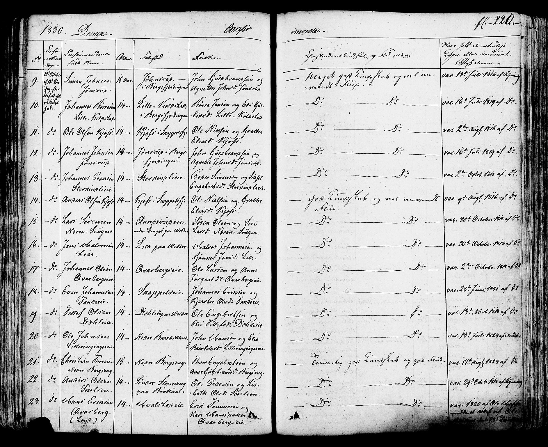 Ringsaker prestekontor, AV/SAH-PREST-014/K/Ka/L0007: Parish register (official) no. 7A, 1826-1837, p. 220