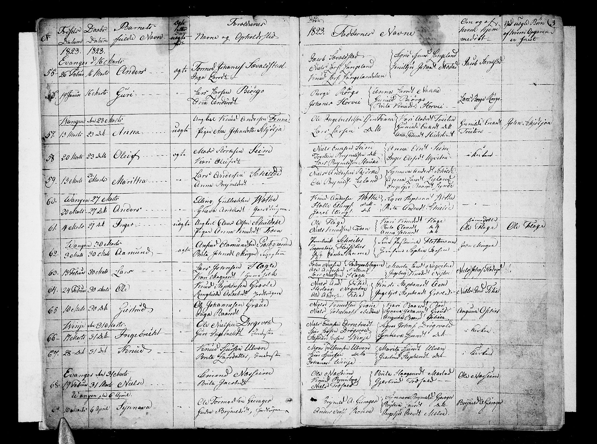 Voss sokneprestembete, AV/SAB-A-79001/H/Haa: Parish register (official) no. A 12, 1823-1837, p. 3