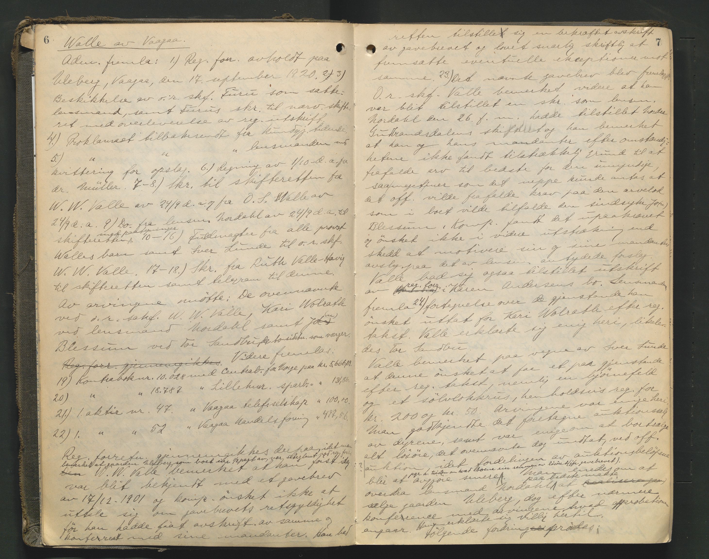Nord-Gudbrandsdal tingrett, AV/SAH-TING-002/J/Jc/L0007: Skifteforhandlingsprotokoll, 1920-1926, p. 6-7