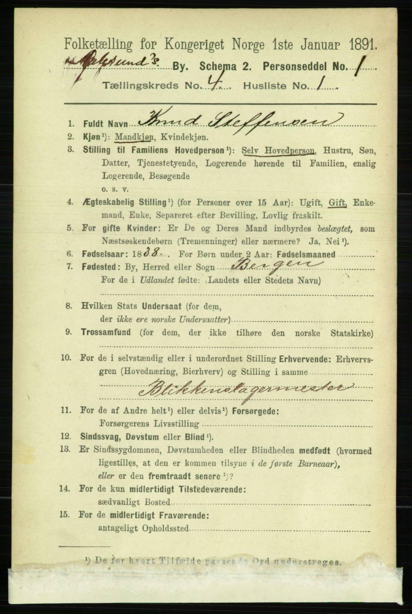 RA, 1891 census for 1501 Ålesund, 1891, p. 2822