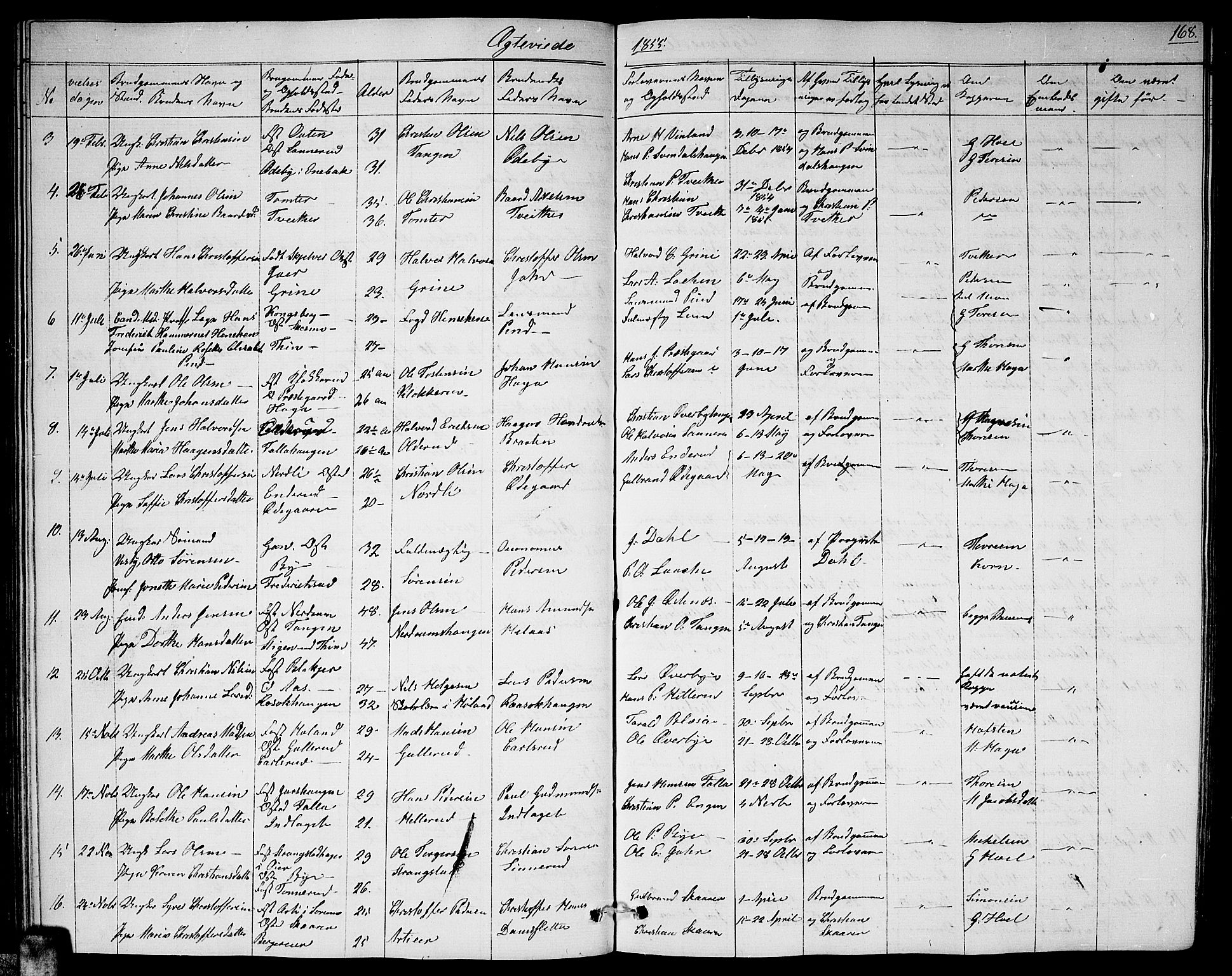 Fet prestekontor Kirkebøker, AV/SAO-A-10370a/G/Ga/L0002: Parish register (copy) no. I 2, 1843-1859, p. 168