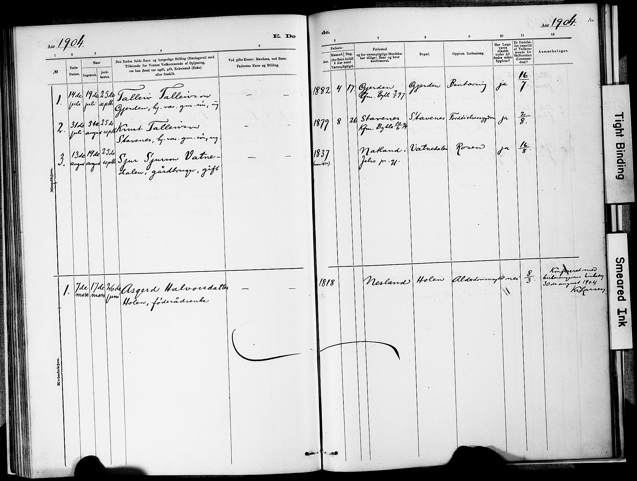 Valle sokneprestkontor, SAK/1111-0044/F/Fa/Faa/L0001: Parish register (official) no. A 1, 1882-1907, p. 120