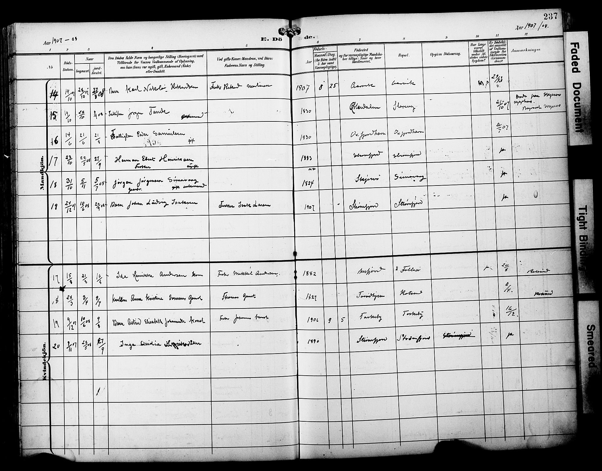 Skjervøy sokneprestkontor, AV/SATØ-S-1300/H/Ha/Haa/L0015kirke: Parish register (official) no. 15, 1899-1909, p. 237