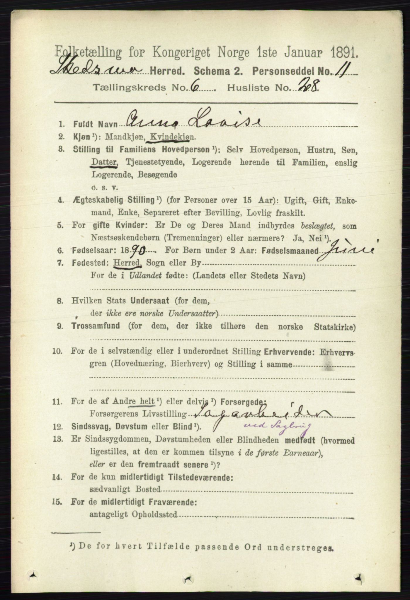 RA, 1891 census for 0231 Skedsmo, 1891, p. 2940