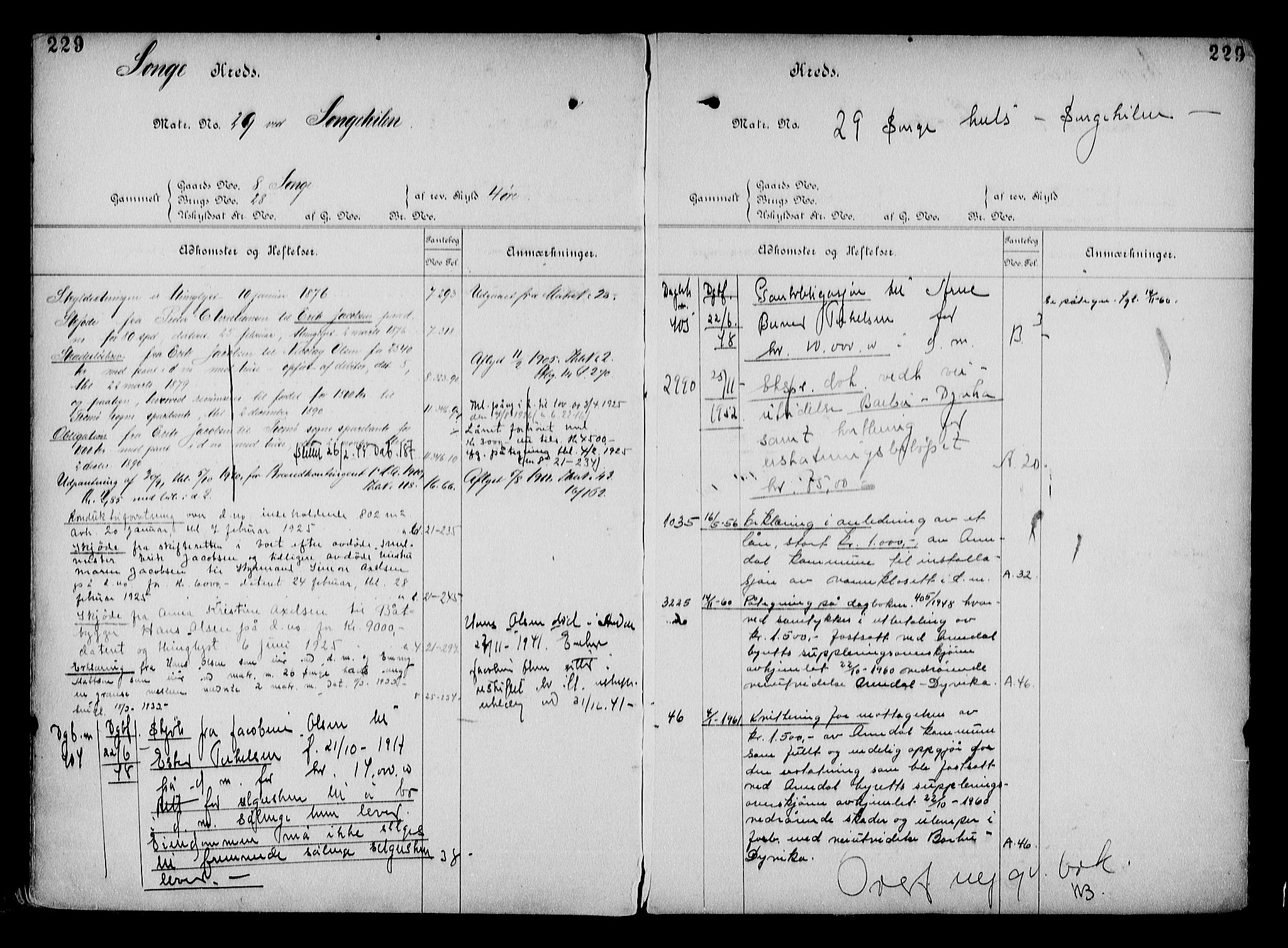 Arendal byfogd, AV/SAK-1222-0001/G/Ga/L0015: Mortgage register no. 13, 1860-1960, p. 229