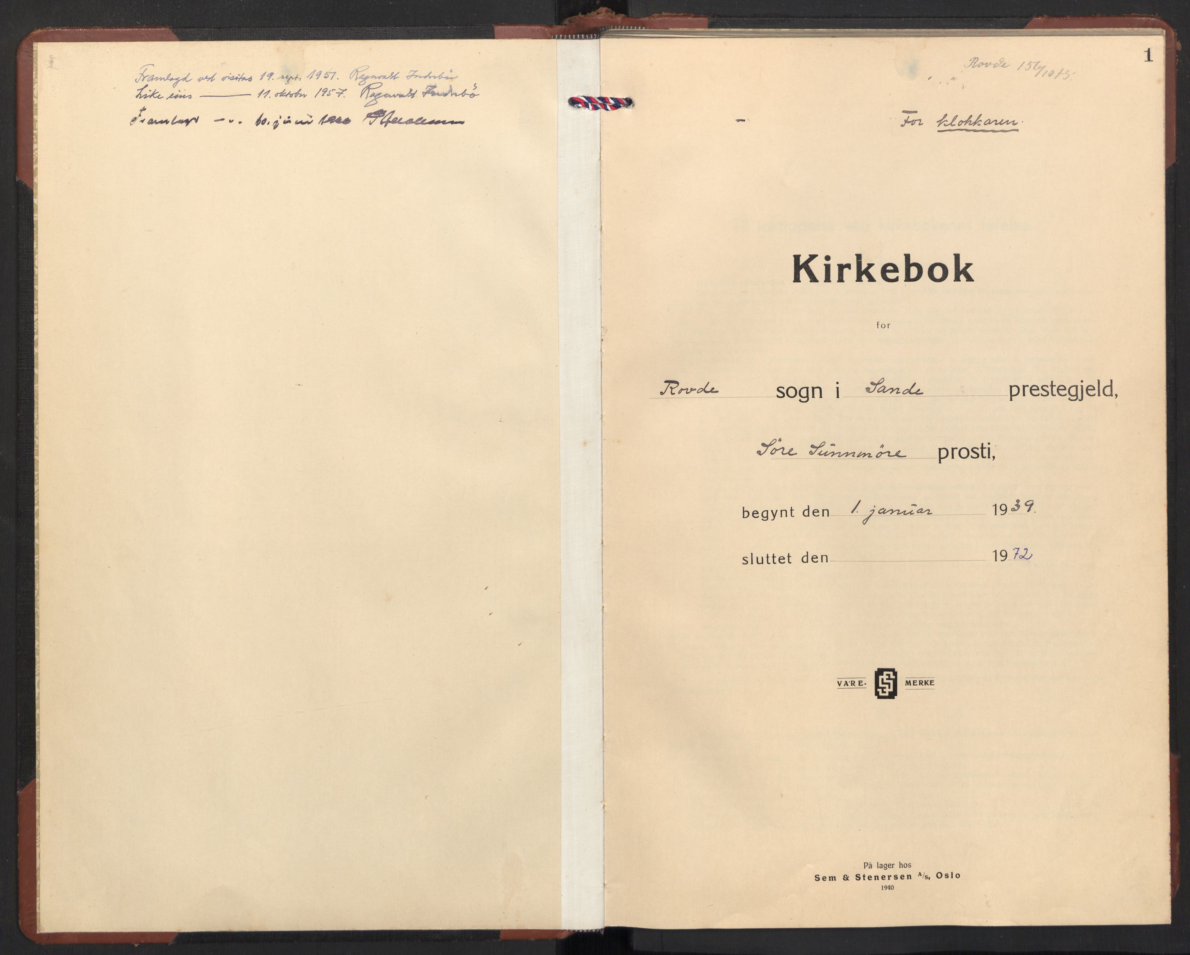 Ministerialprotokoller, klokkerbøker og fødselsregistre - Møre og Romsdal, SAT/A-1454/504/L0063: Parish register (copy) no. 504C05, 1939-1972, p. 1