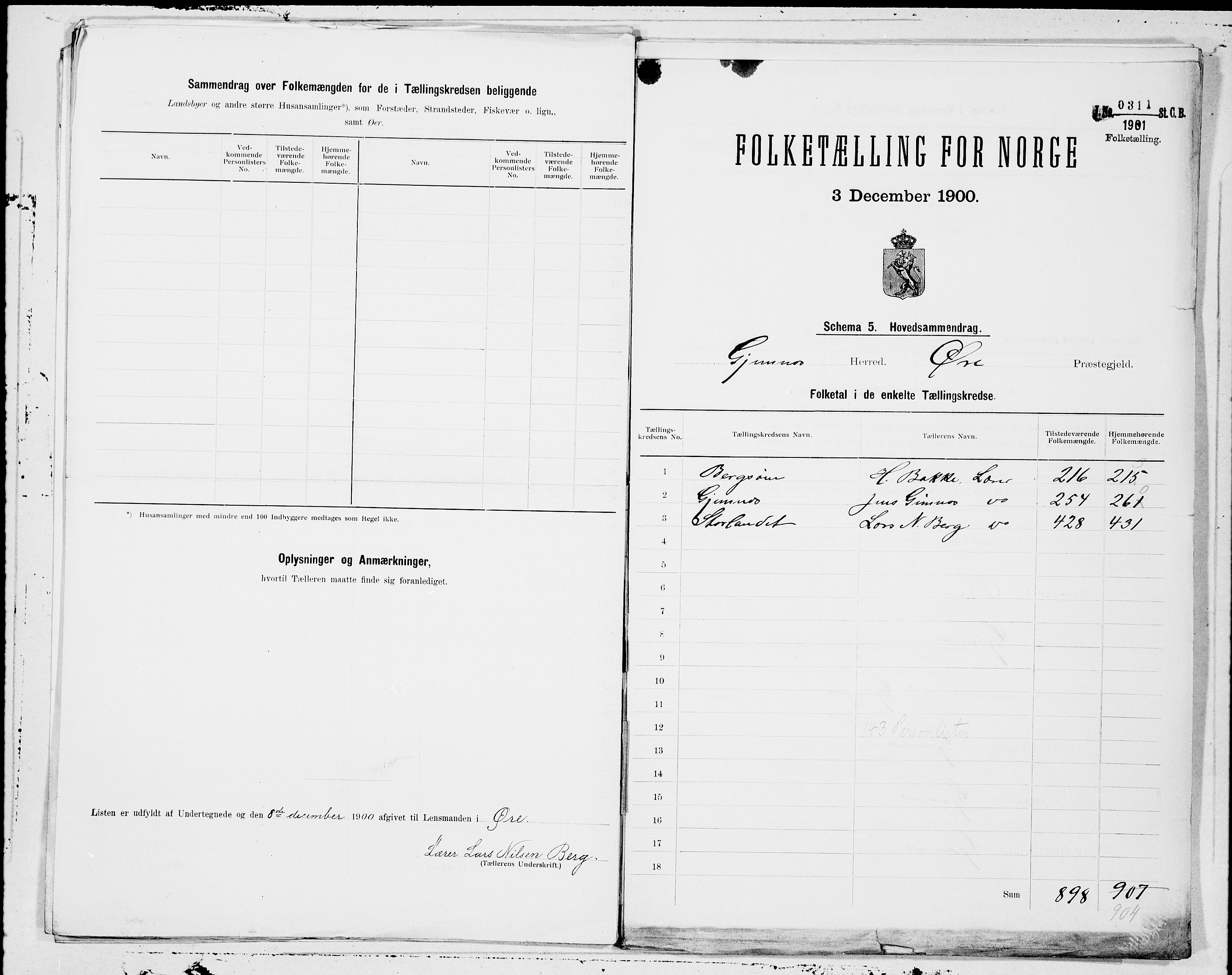 SAT, 1900 census for Gjemnes, 1900, p. 8