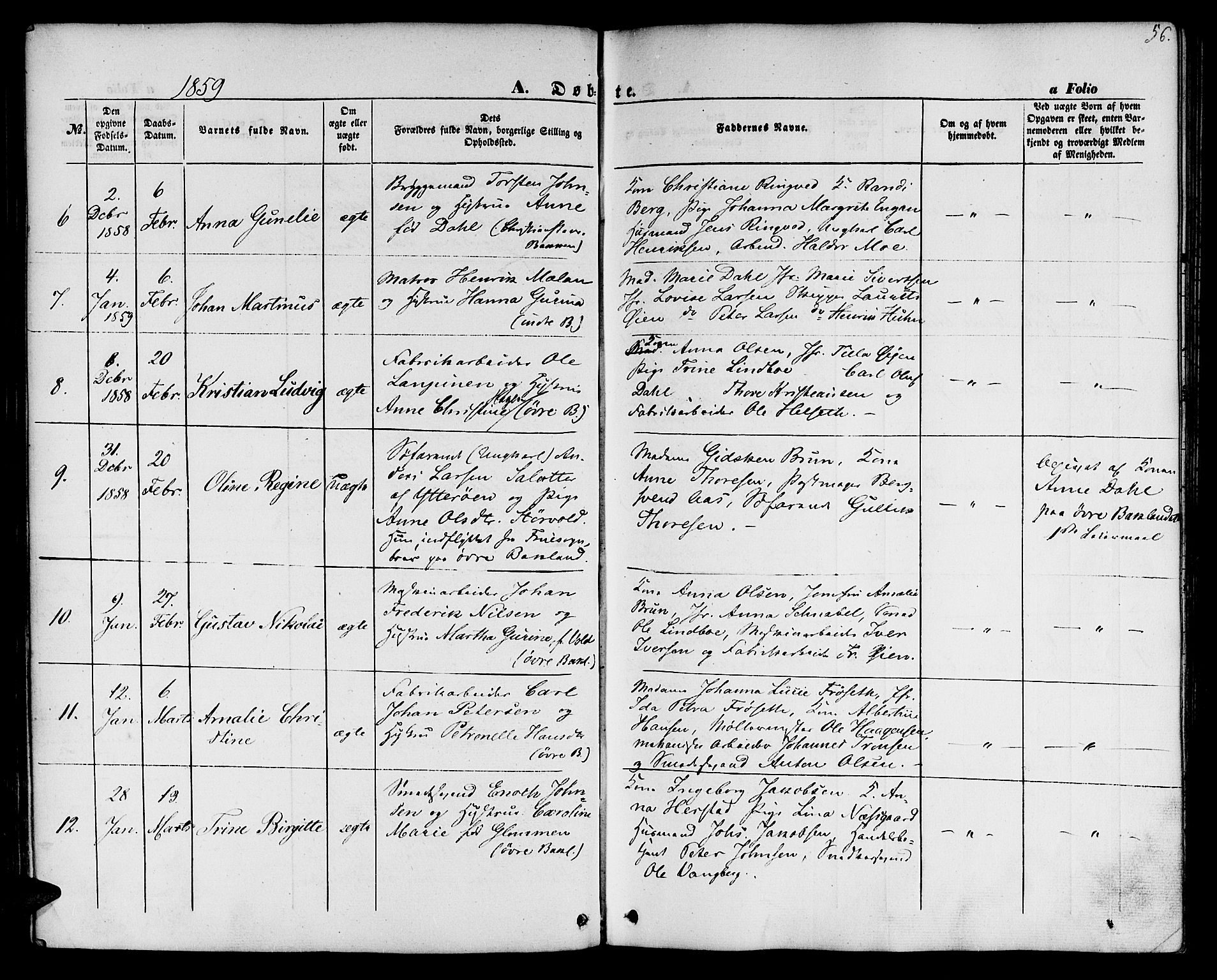 Ministerialprotokoller, klokkerbøker og fødselsregistre - Sør-Trøndelag, SAT/A-1456/604/L0184: Parish register (official) no. 604A05, 1851-1860, p. 56