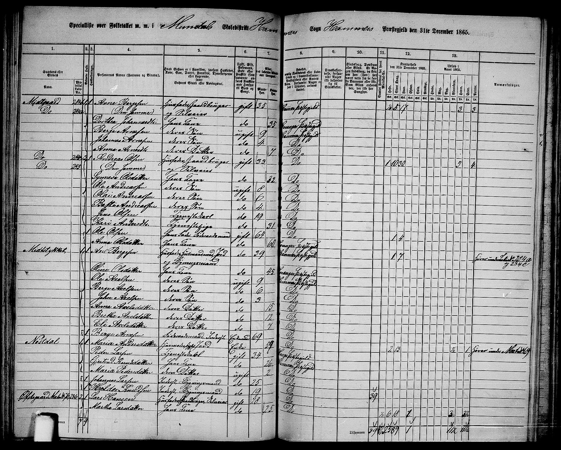 RA, 1865 census for Hamre, 1865, p. 106