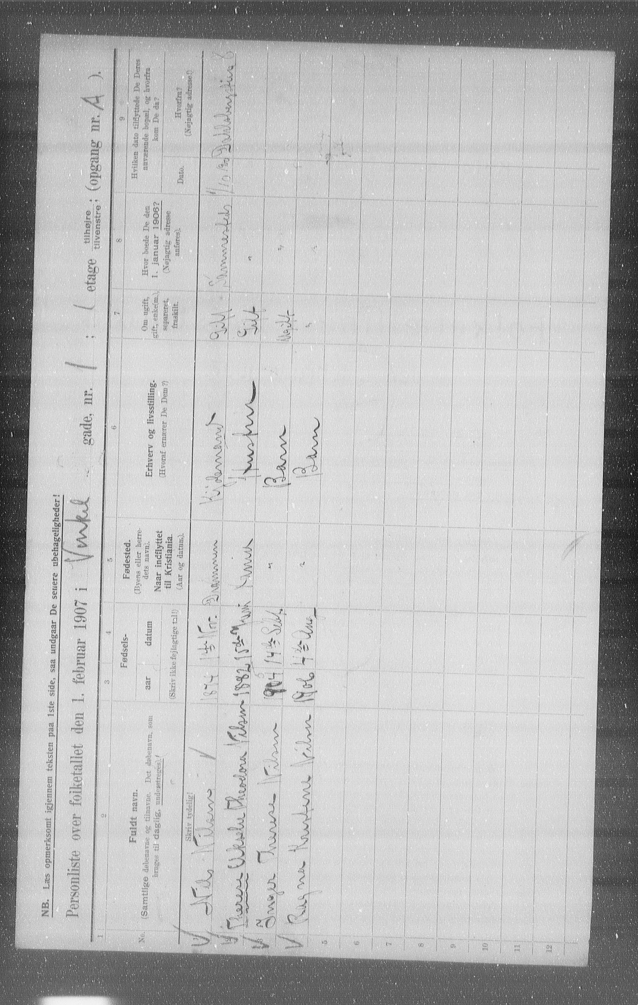 OBA, Municipal Census 1907 for Kristiania, 1907, p. 62937