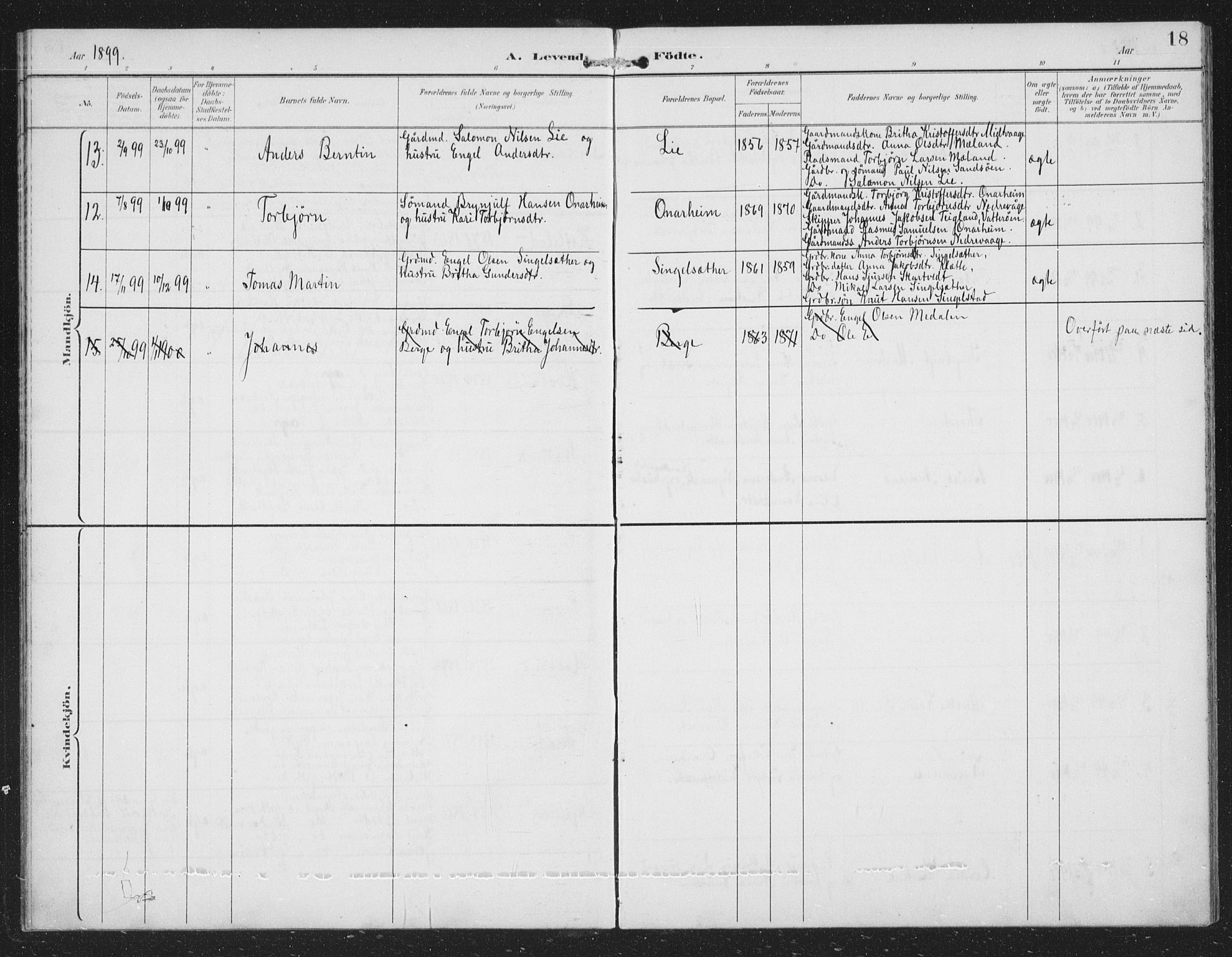 Tysnes sokneprestembete, AV/SAB-A-78601/H/Hab: Parish register (copy) no. C 2, 1896-1907, p. 18