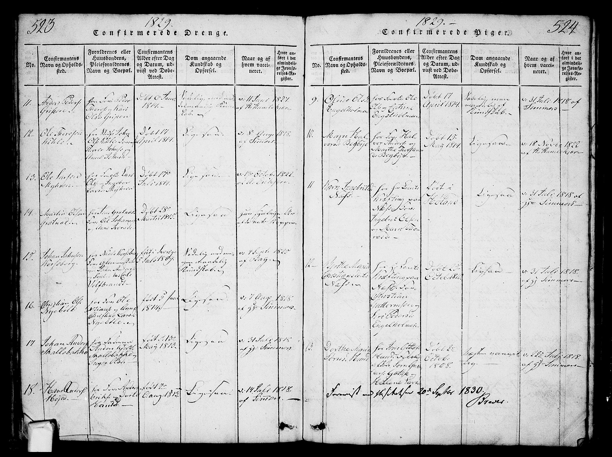 Borge prestekontor Kirkebøker, AV/SAO-A-10903/G/Ga/L0001: Parish register (copy) no.  I 1, 1815-1835, p. 523-524