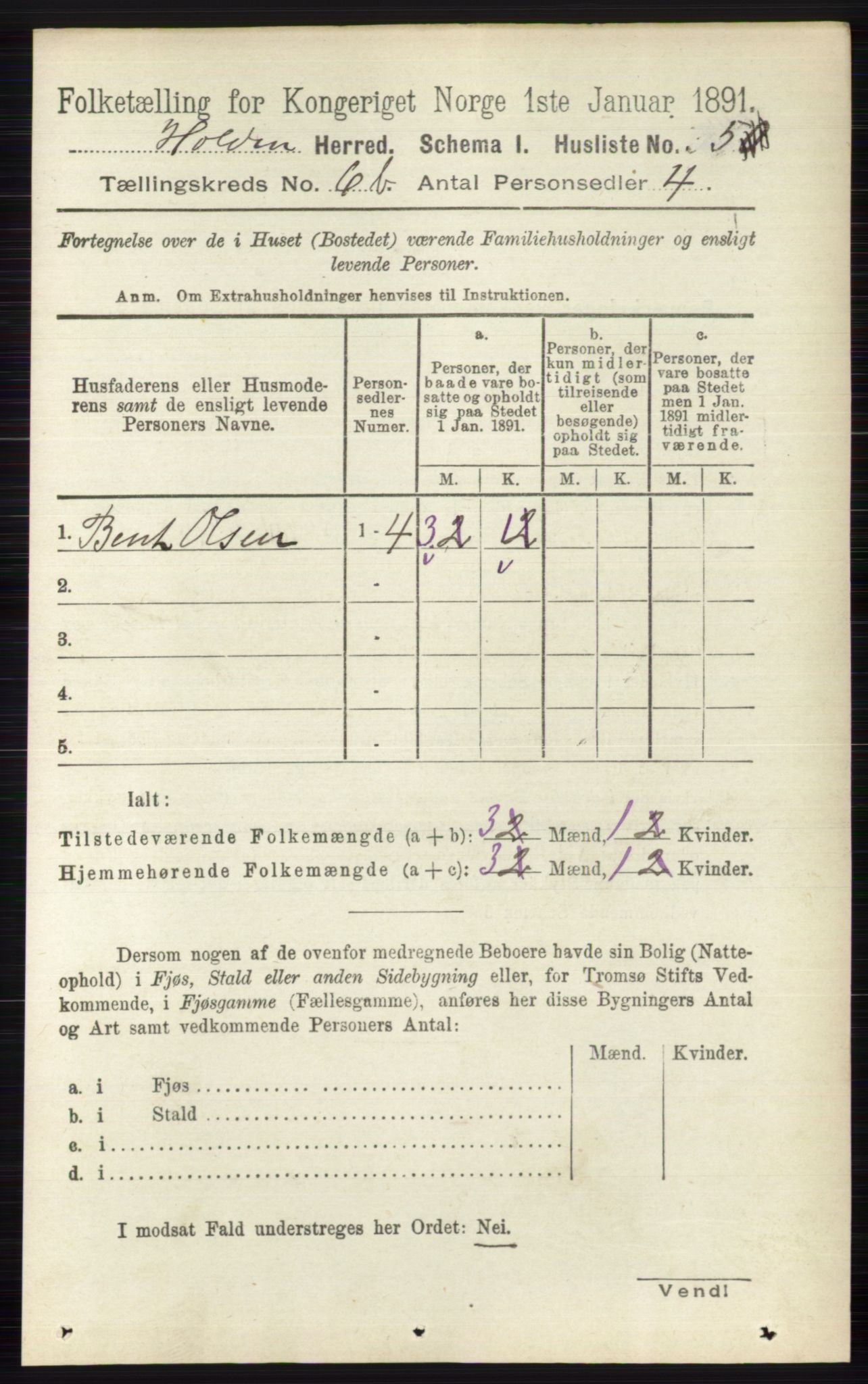 RA, 1891 census for 0819 Holla, 1891, p. 3164