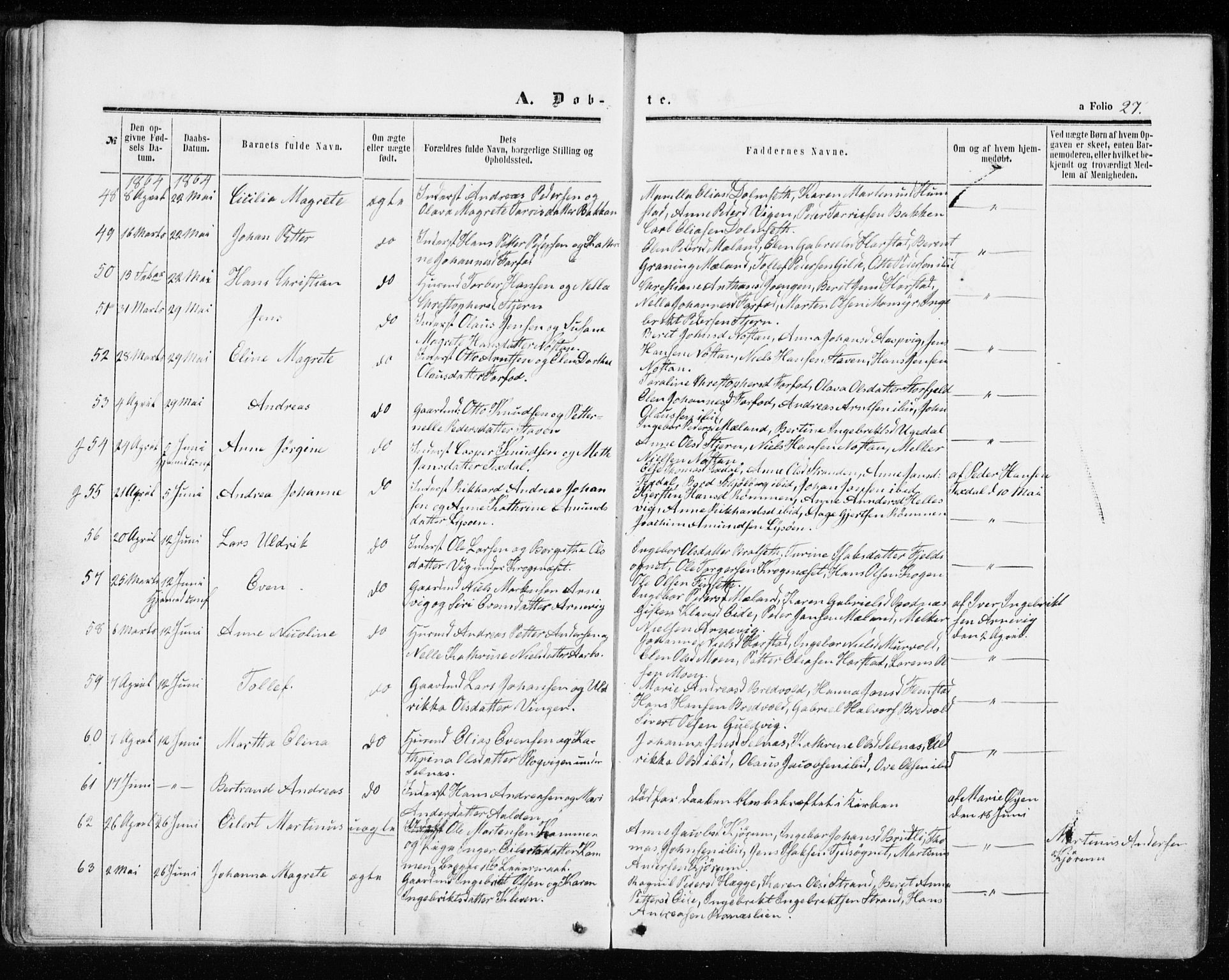 Ministerialprotokoller, klokkerbøker og fødselsregistre - Sør-Trøndelag, SAT/A-1456/655/L0678: Parish register (official) no. 655A07, 1861-1873, p. 27