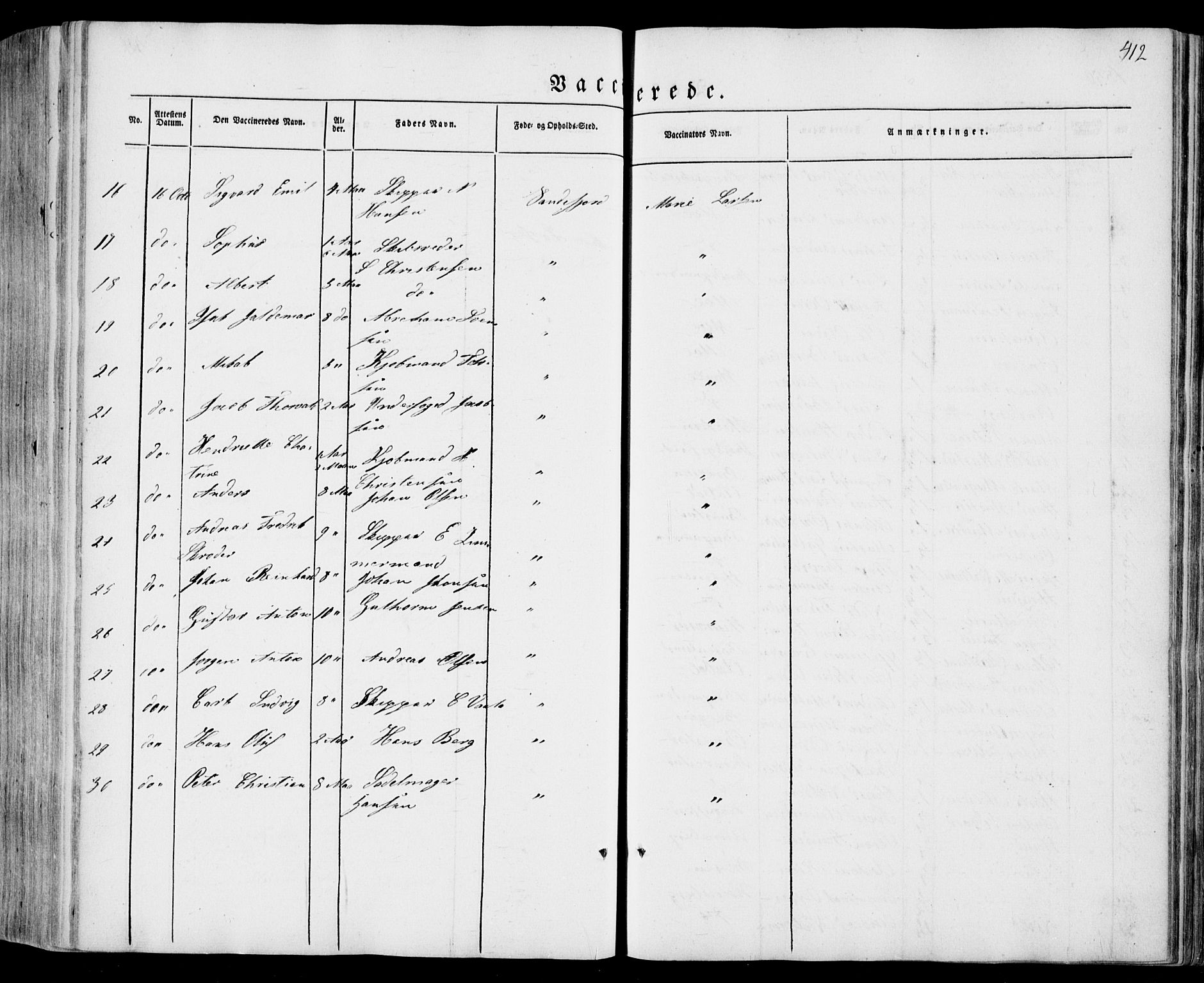 Sandar kirkebøker, SAKO/A-243/F/Fa/L0006: Parish register (official) no. 6, 1847-1860, p. 412